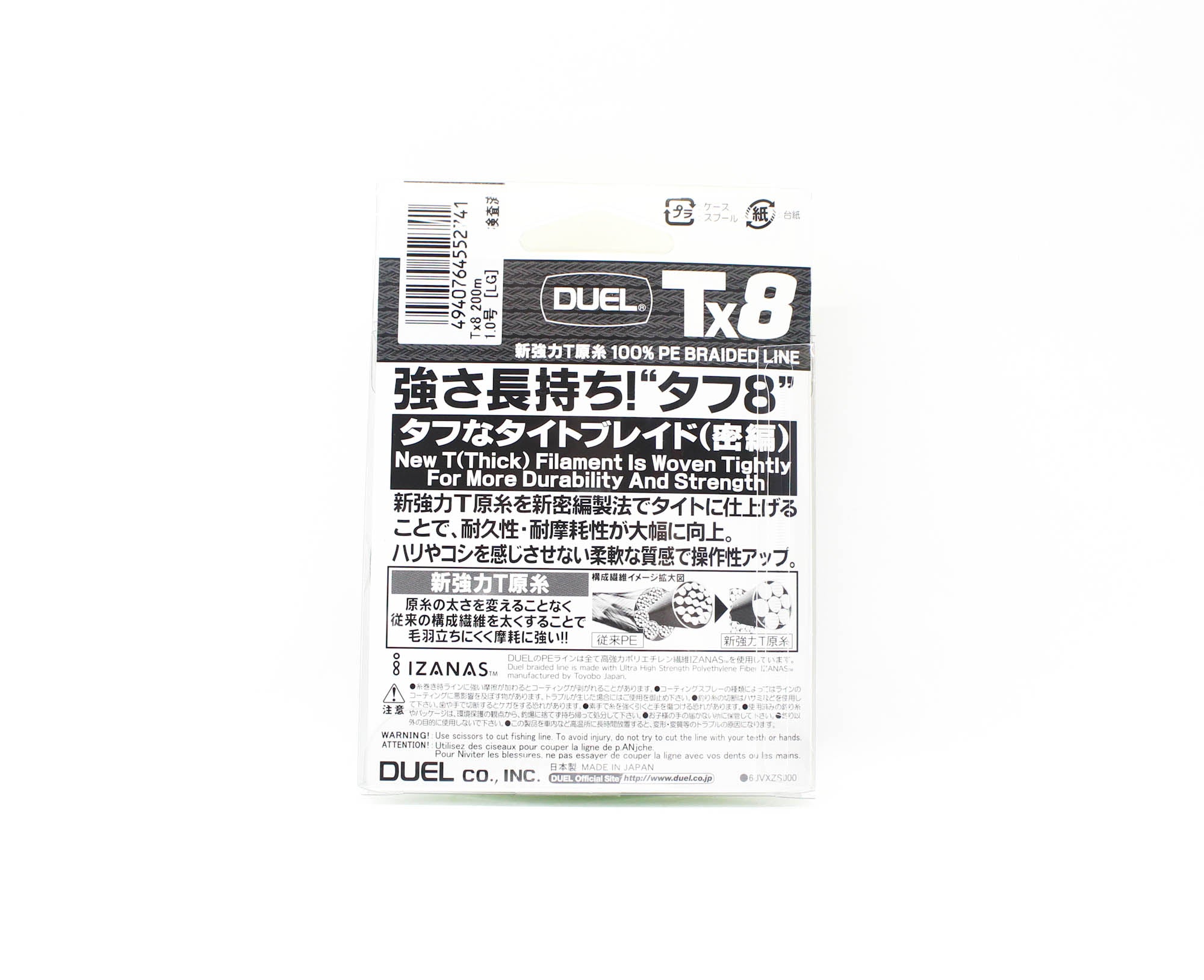 Yo Zuri Duel P.E Line TX8 200m P.E 1 9.5Kg (0.17mm) LG H4334-LG