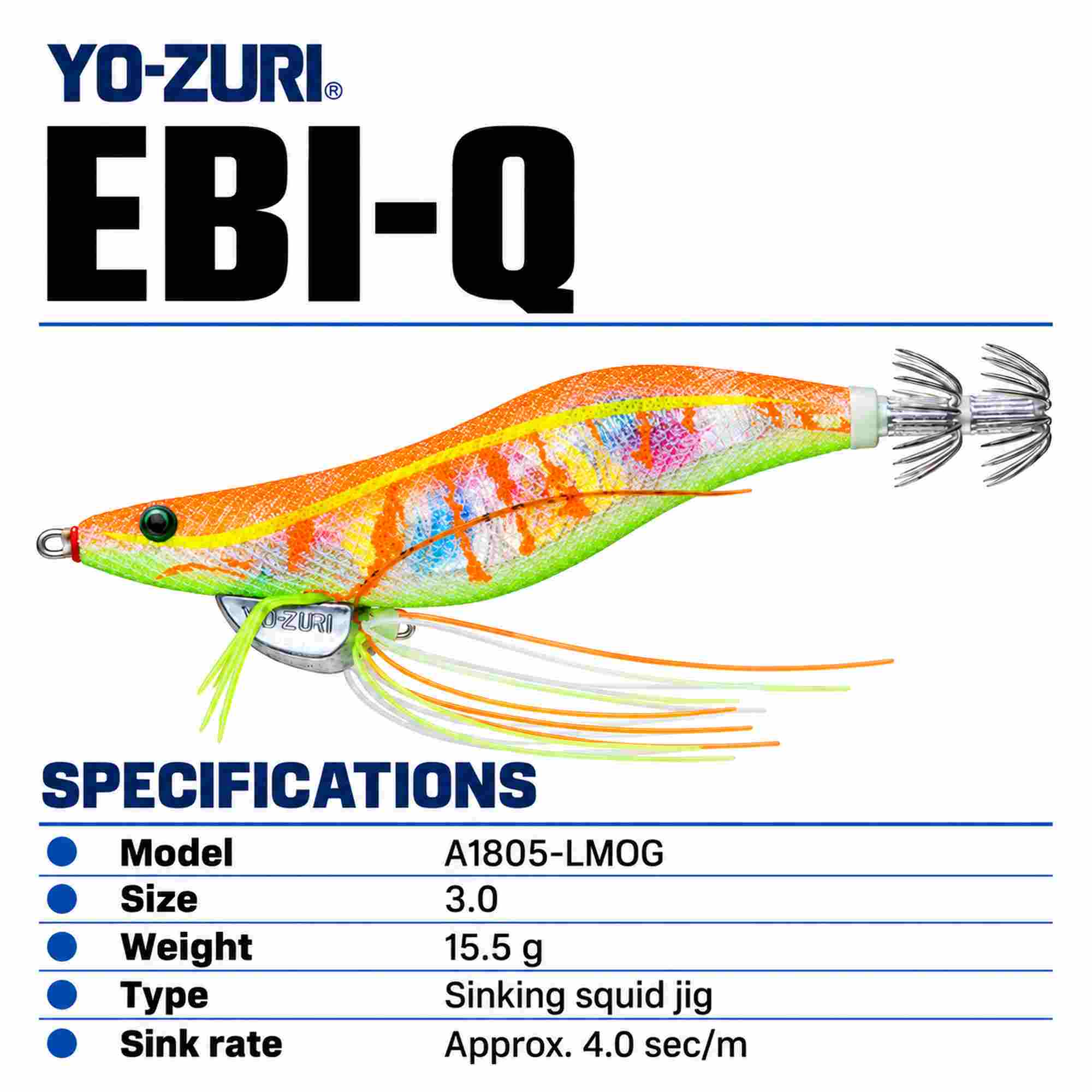 Yo Zuri Ebi-Q Squid Jig Sinking Lure Size 3.0 A1805-LMOG (3564)