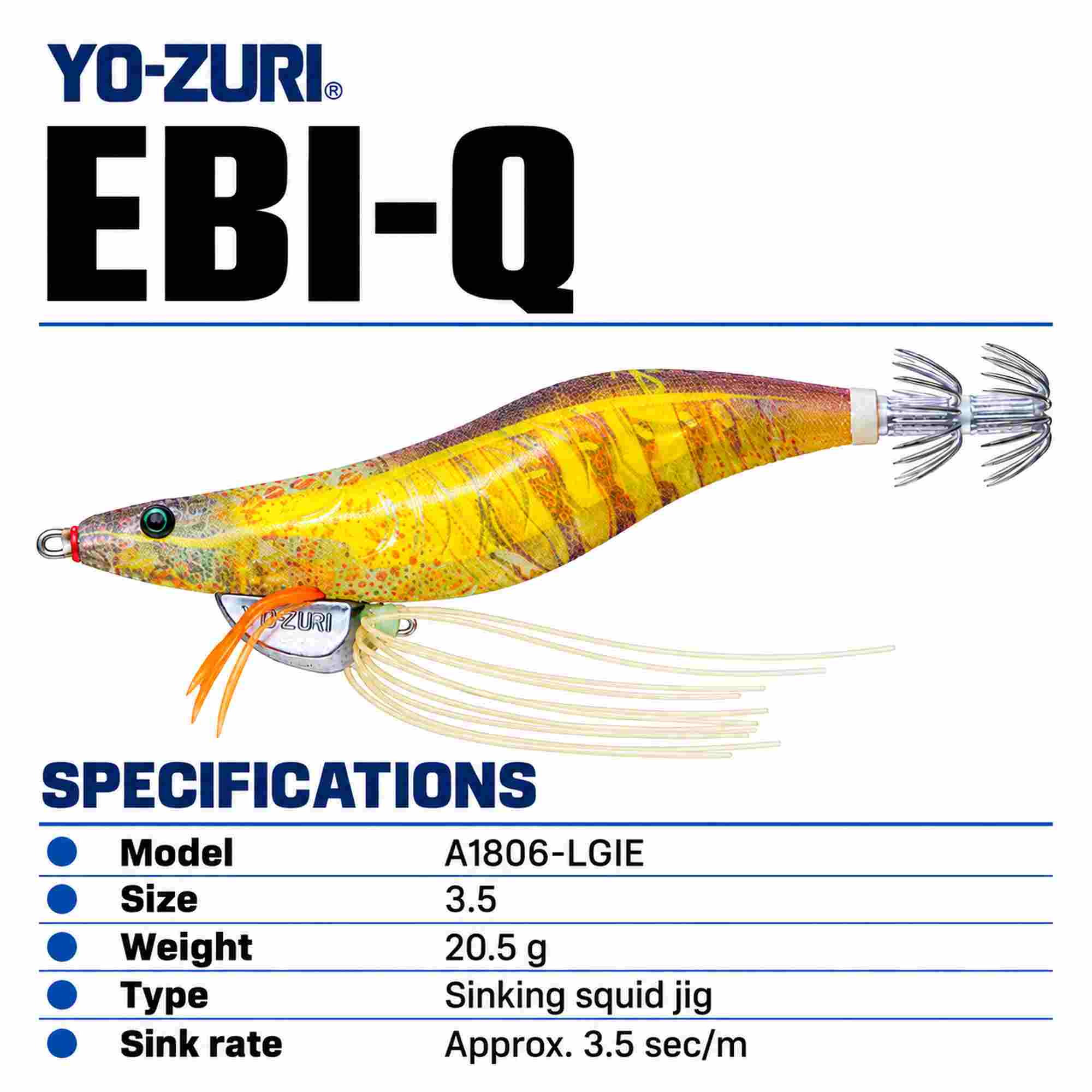 Yo Zuri Ebi-Q Squid Jig Sinking Lure Size 3.5 A1806-LGIE (3748)