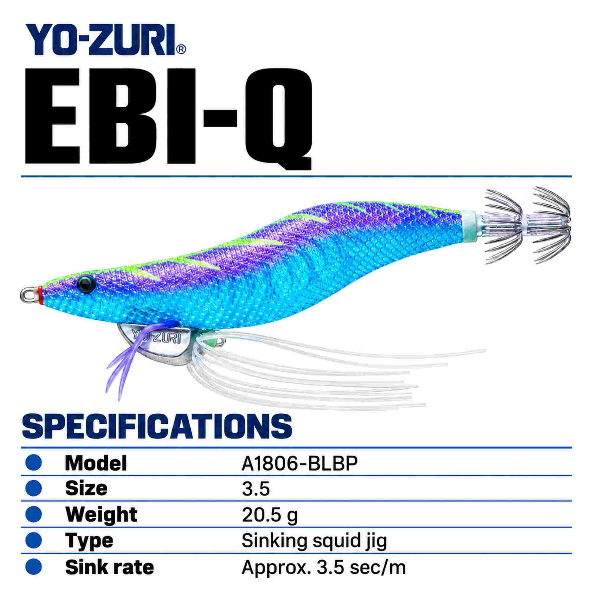 Yo Zuri Ebi-Q Squid Jig Sinking Lure Size 3.5 A1806-BLBP (6807)