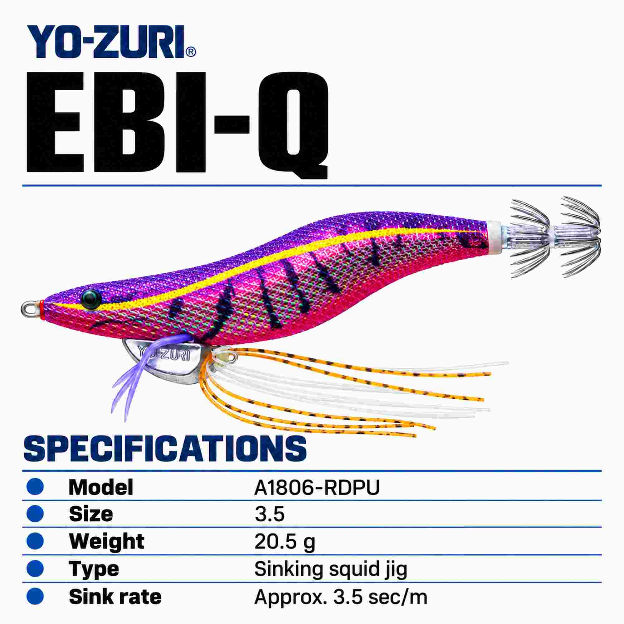 Yo Zuri Ebi-Q Squid Jig Sinking Lure Size 3.5 A1806-RDPU (6821)