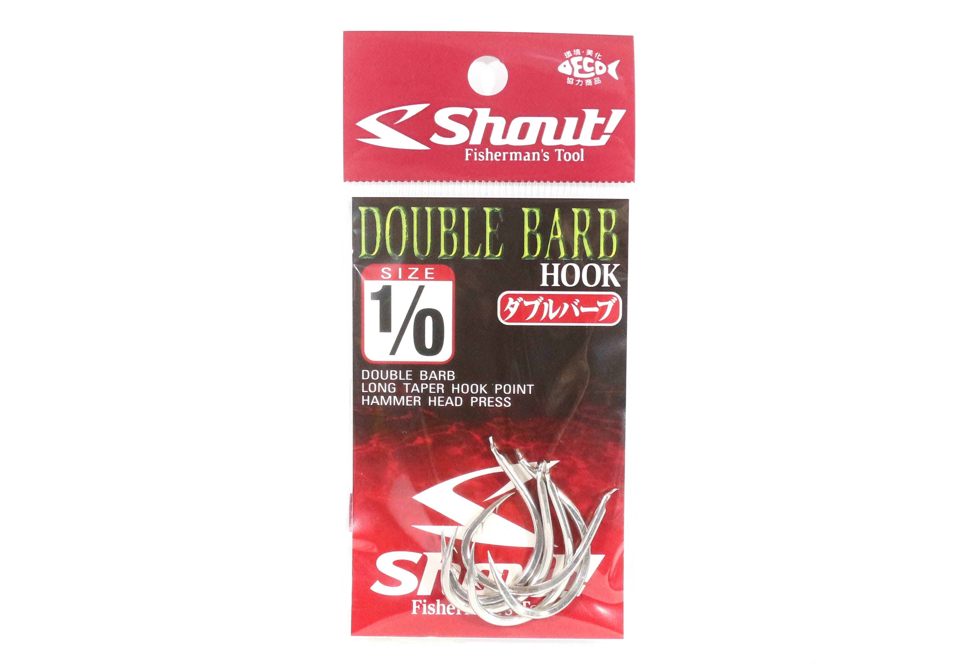 Shout 33-DB Double Barb Jigging Single Hook Silver Size 1/0 (1852)