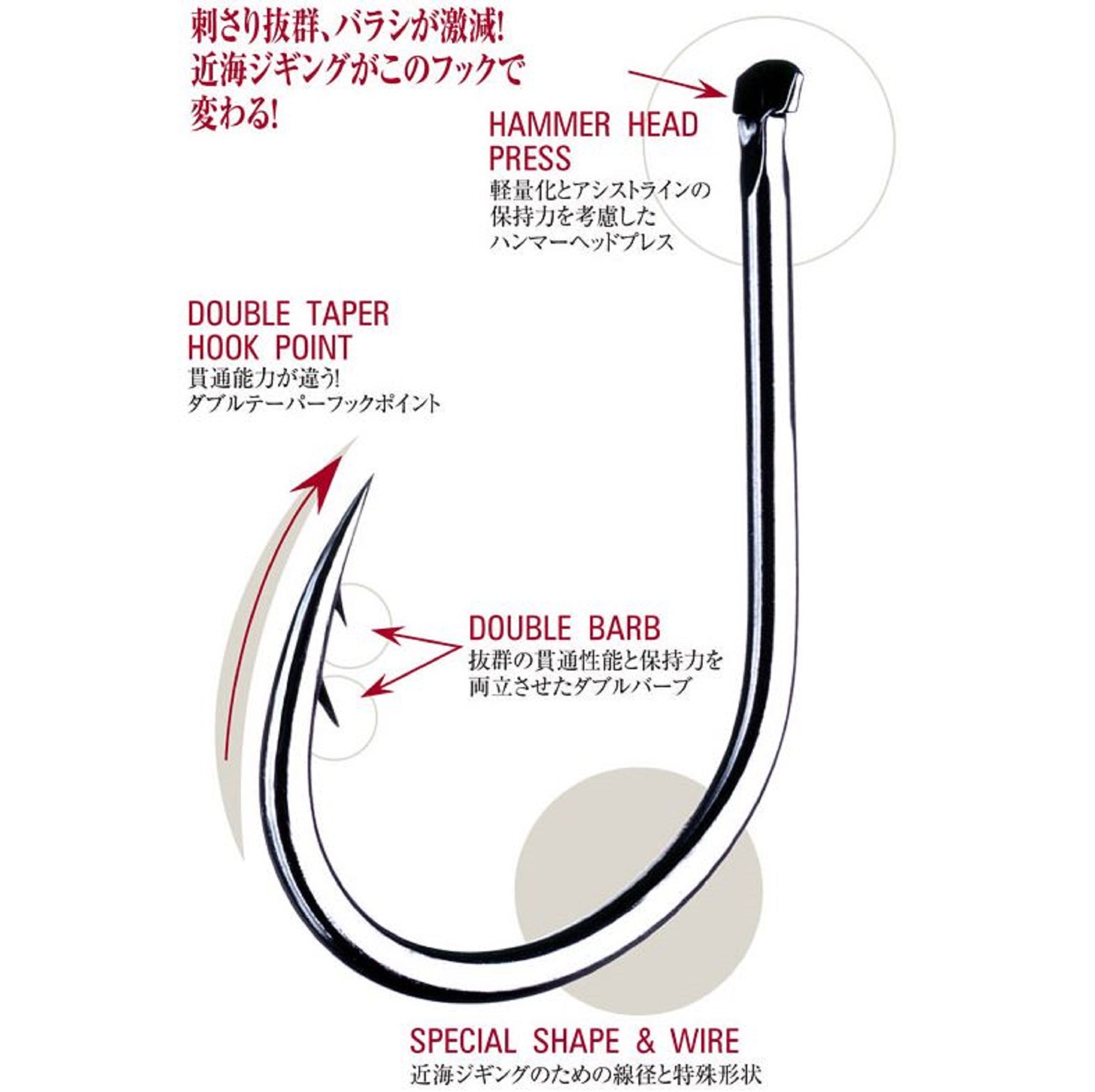 Shout 33-DB Double Barb Jigging Single Hook Silver Size 5/0 (1890)