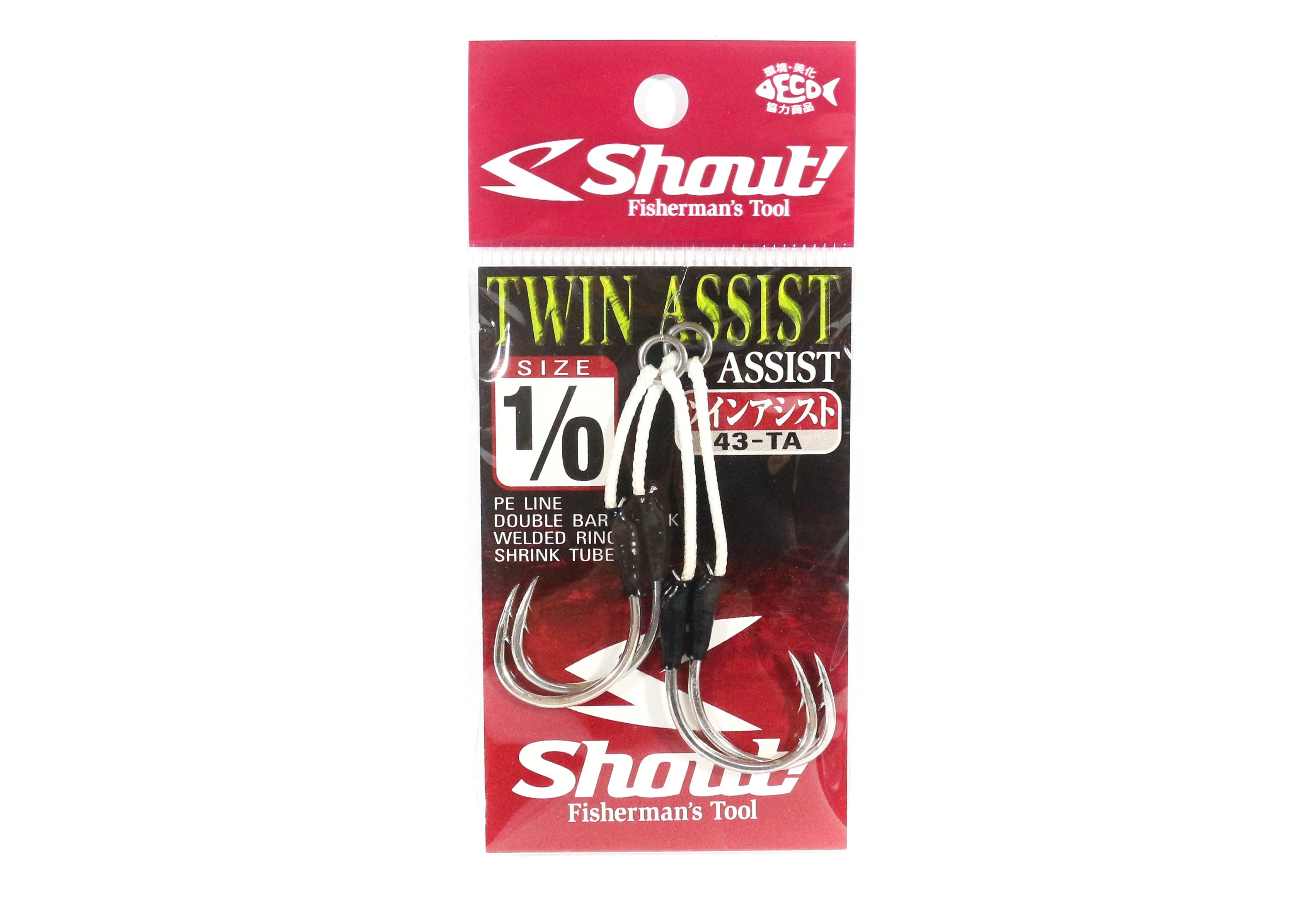 Shout 43-TA Twin Assist Double Barb Hooks Rigged Size 1/0 (5836)