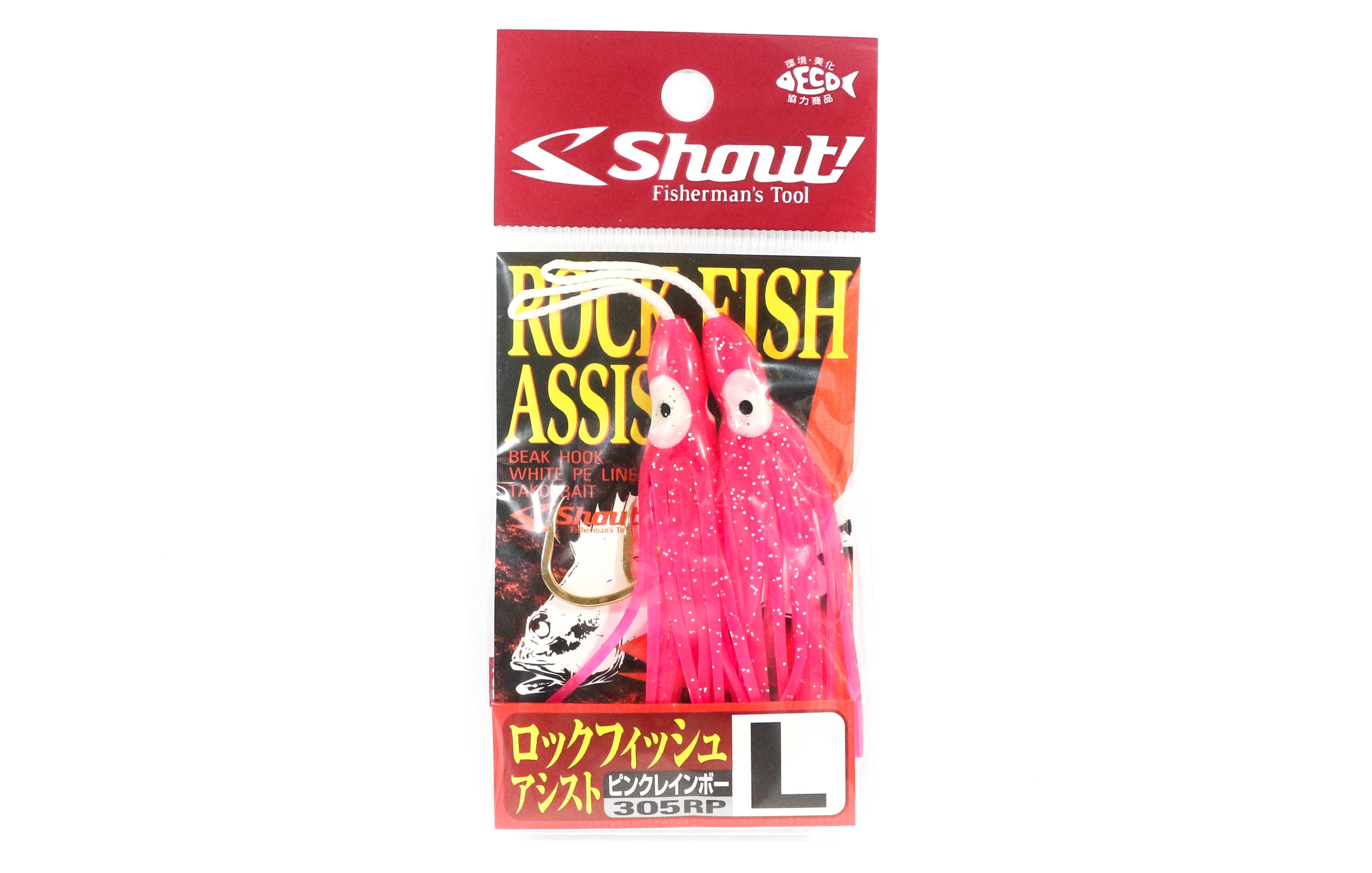 Shout 305-RP Rock Fish Squid Skirt Assist Hook Pink Size L (3/0) (1871)