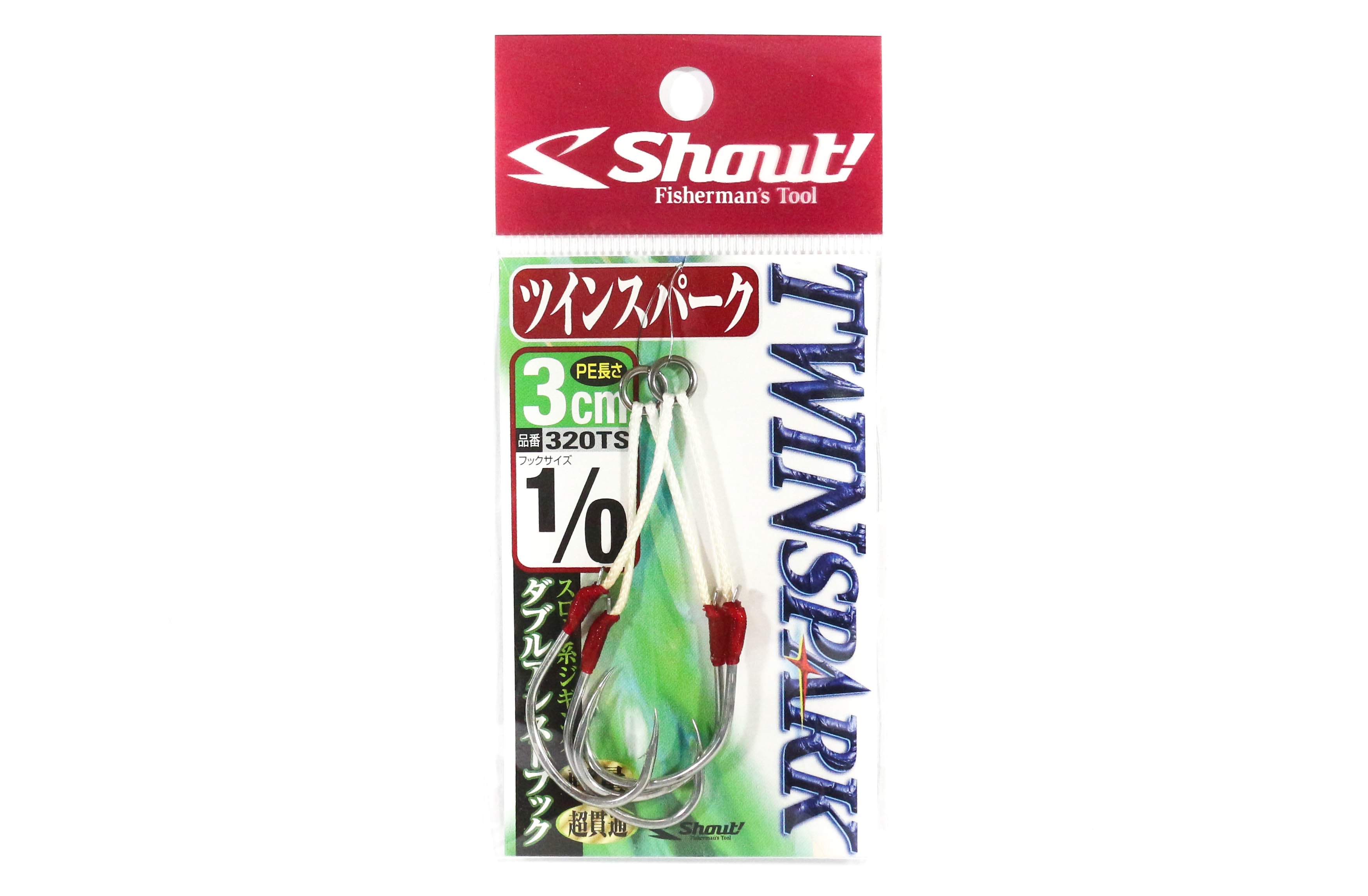 Shout 320-TS Twin Spark Rigged Assist Hooks 3cm Size 1/0 (9372)