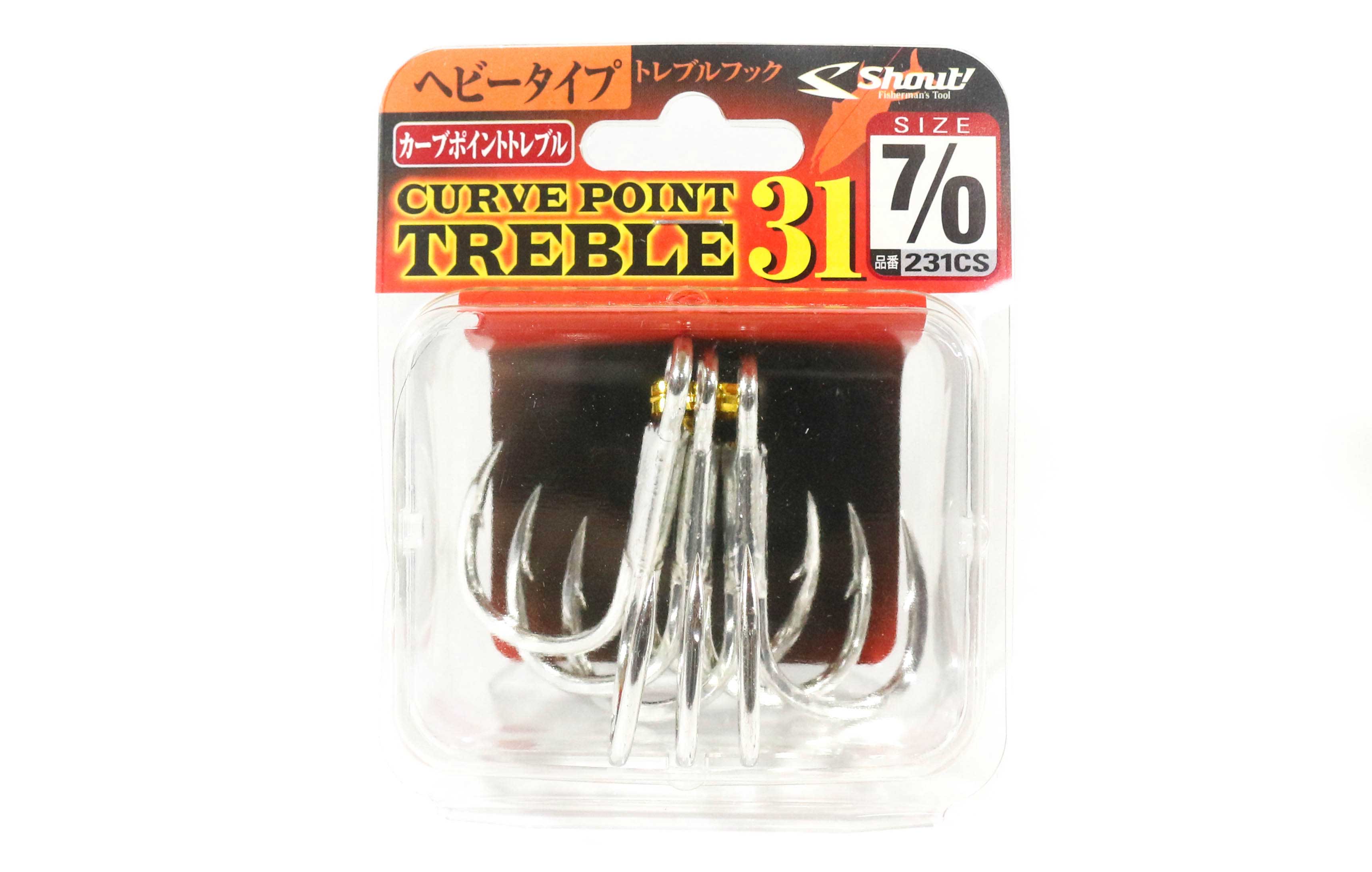 Shout 231-CS Curve Point Treble Hook Heavy Duty Size 7/0 (1603)