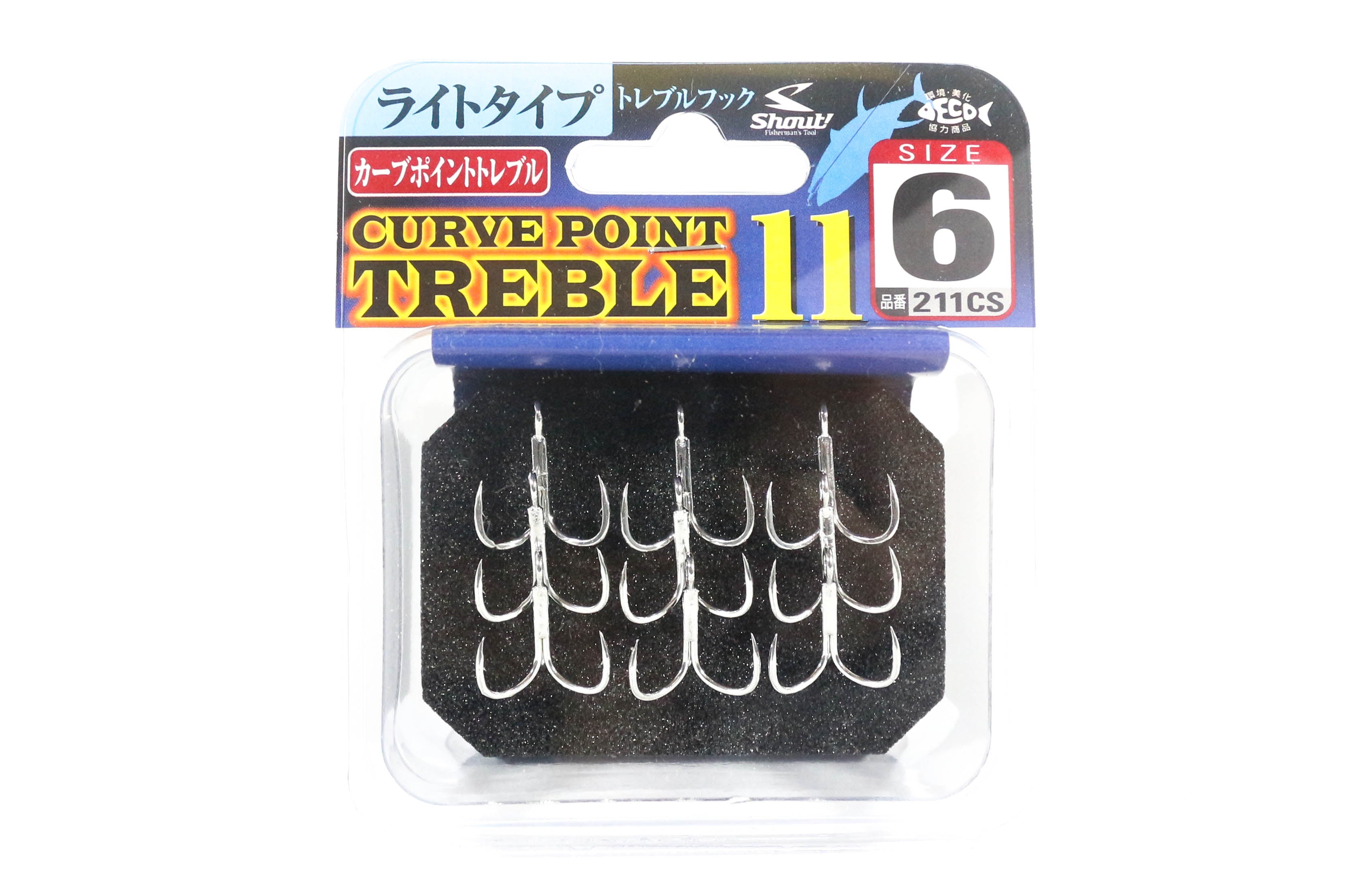 Shout 211-CS Curve Point Treble Hook Light Gauge Size 6 (9579)