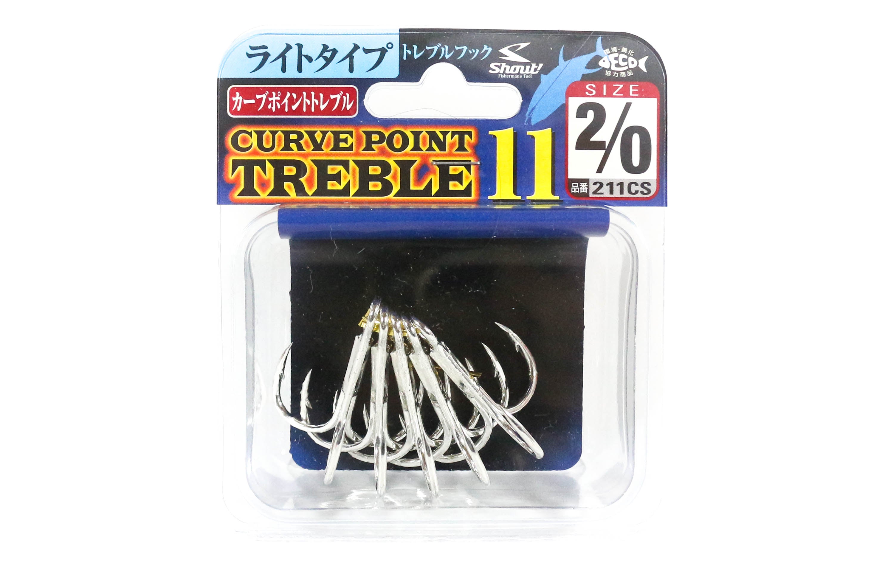 Shout 211-CS Curve Point Treble Hook Light Gauge Size 2/0 (9630)