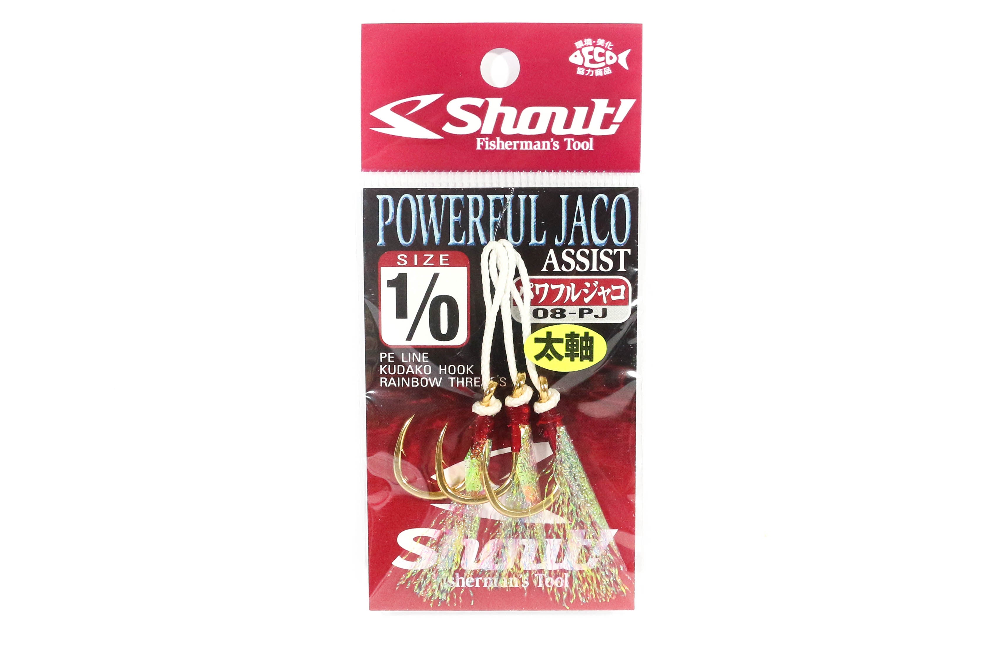 Shout 08-PJ Powerful Jaco Hook Rigged Assist Rainbow Thread Size 1/0 (6102)