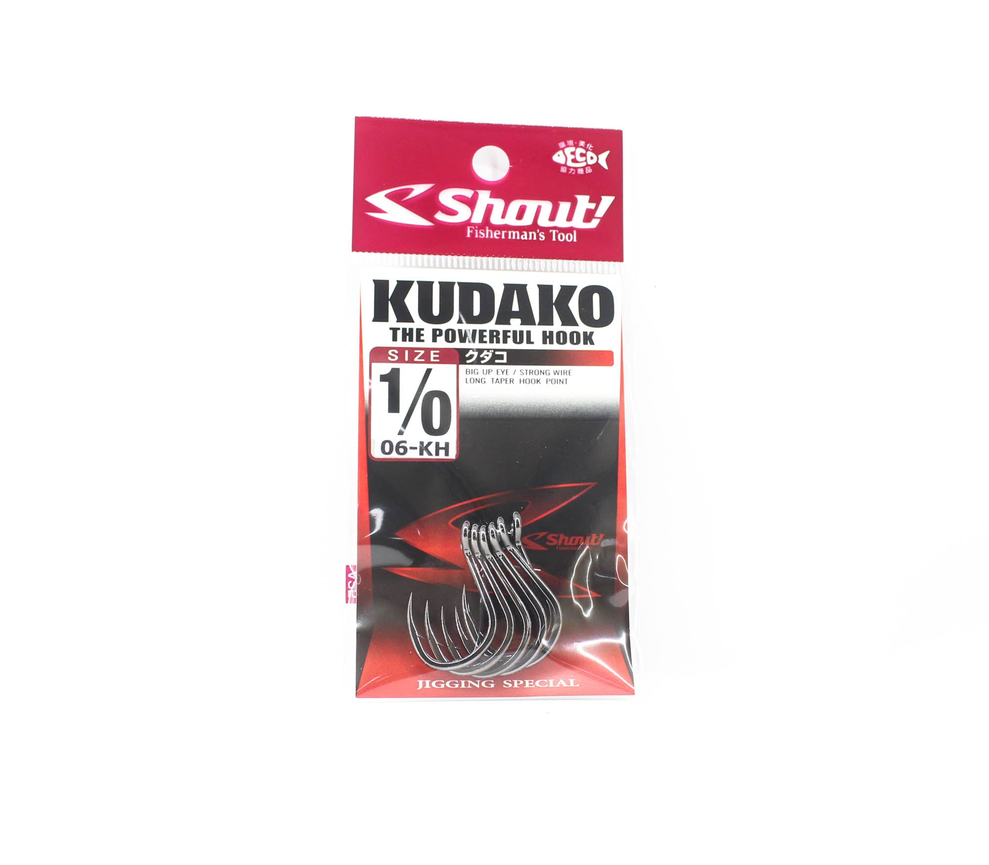 Shout 06-KH Kudako Power Jigging Single Hook Black Size 1/0 (9103)
