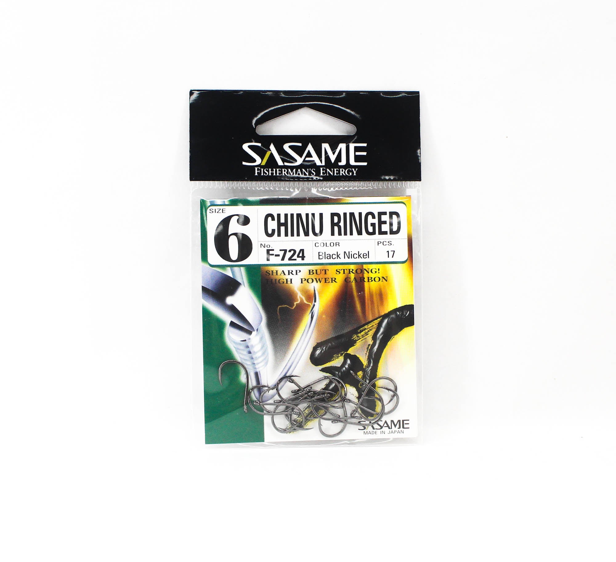 Sasame F-724 Chinu Ringed Offset Hook Black Size 6 (1058)