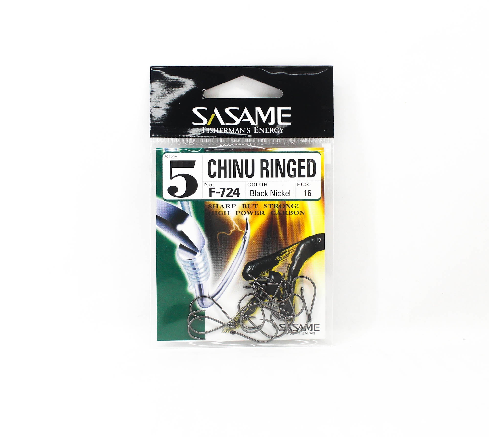 Sasame F-724 Chinu Ringed Offset Hook Black Size 5 (1140)