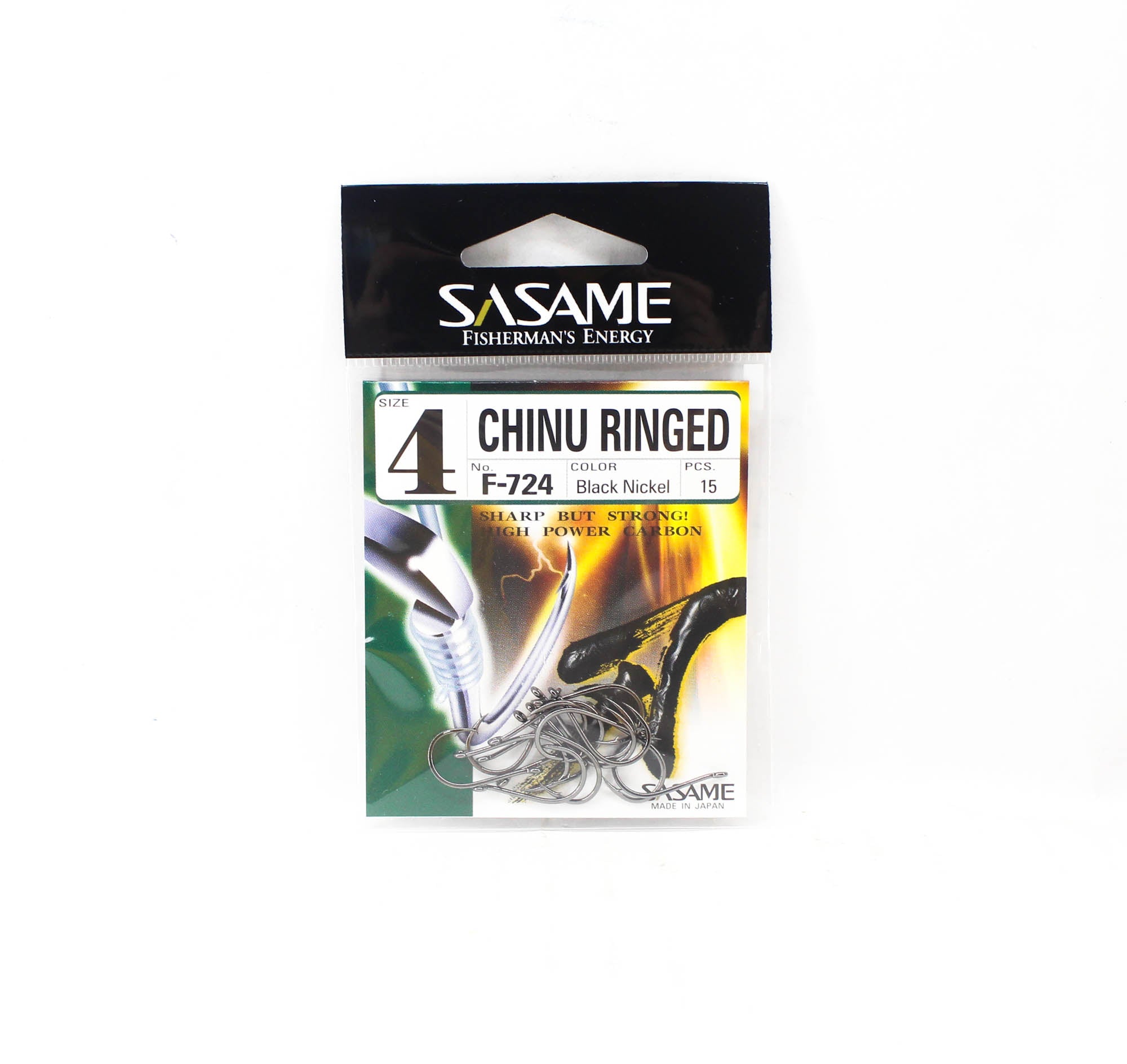 Sasame F-724 Chinu Ringed Offset Hook Black Size 4 (1157)