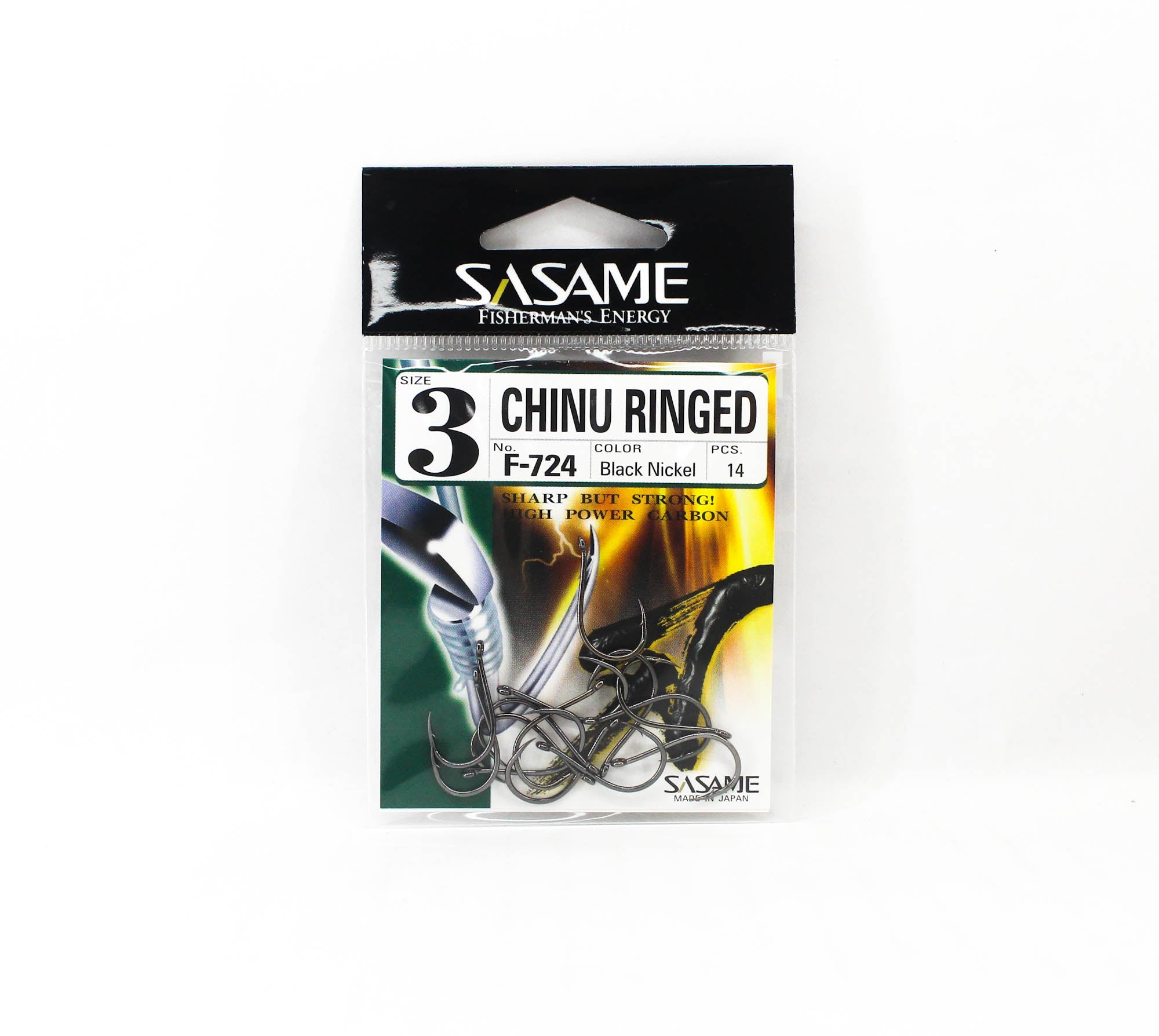Sasame F-724 Chinu Ringed Offset Hook Black Size 3 (1164)