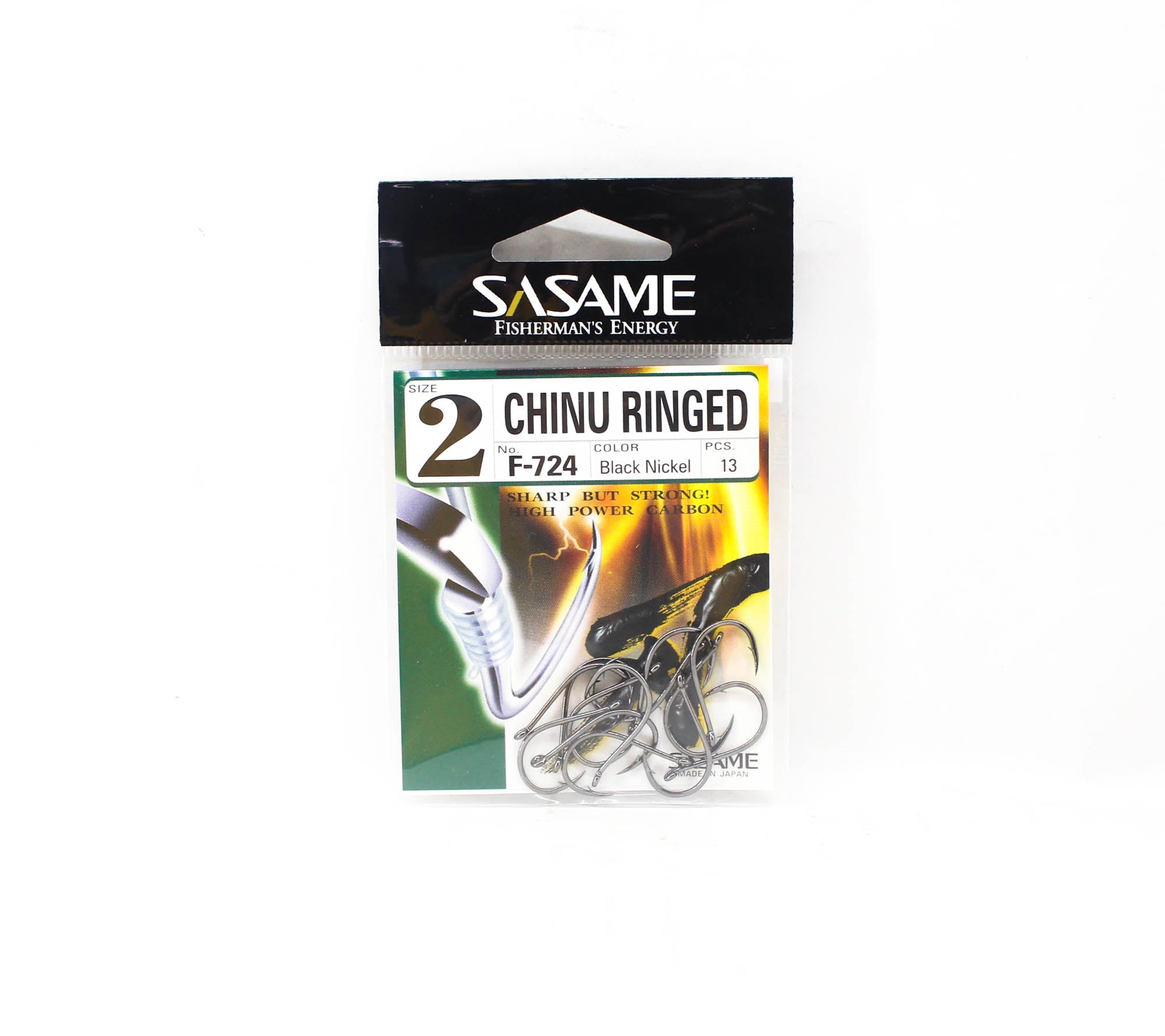 Sasame F-724 Chinu Ringed Offset Hook Black Size 2 (1171)