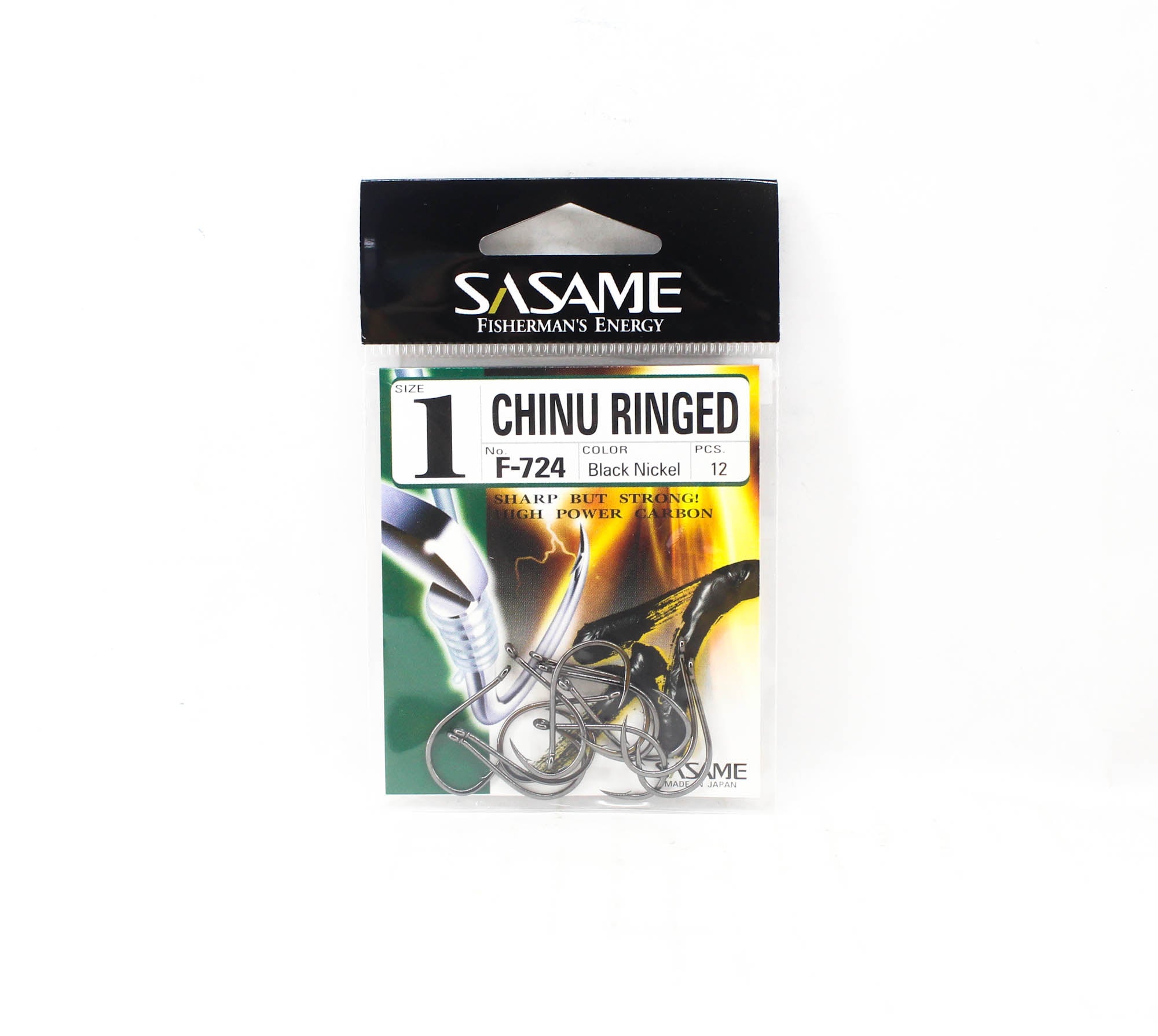 Sasame F-724 Chinu Ringed Offset Hook Black Size 1 (1188)