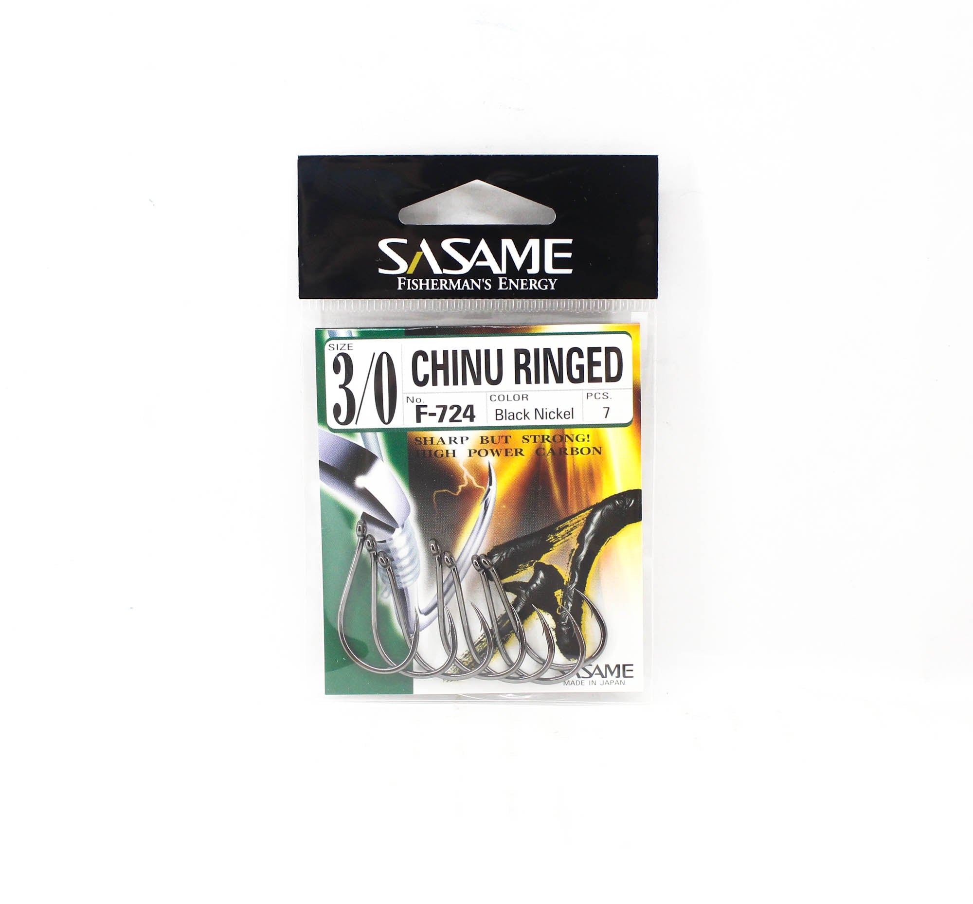 Sasame F-724 Chinu Ringed Offset Hook Black Size 3/0 (1218)