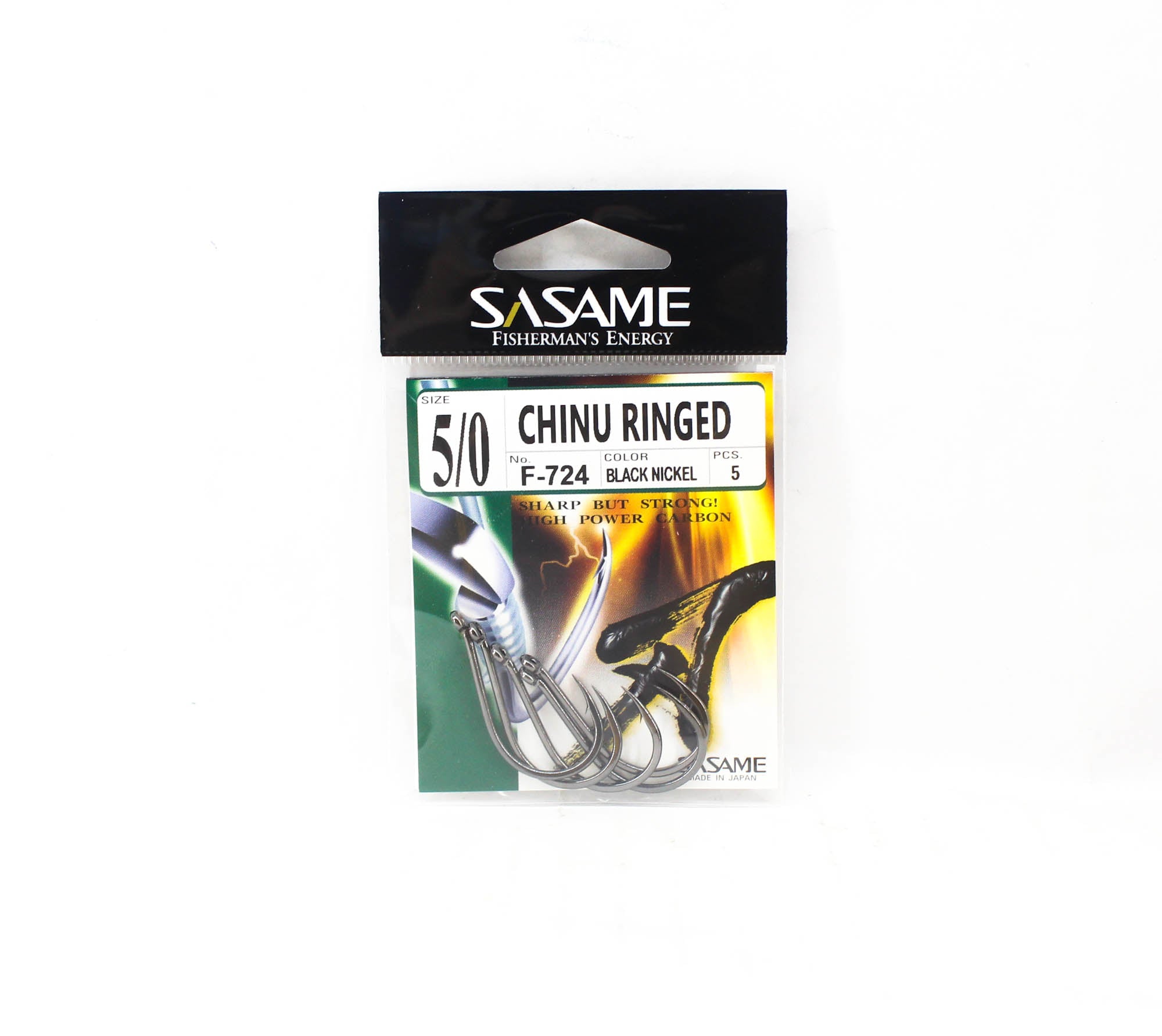 Sasame F-724 Chinu Ringed Offset Hook Black Size 5/0 (1232)