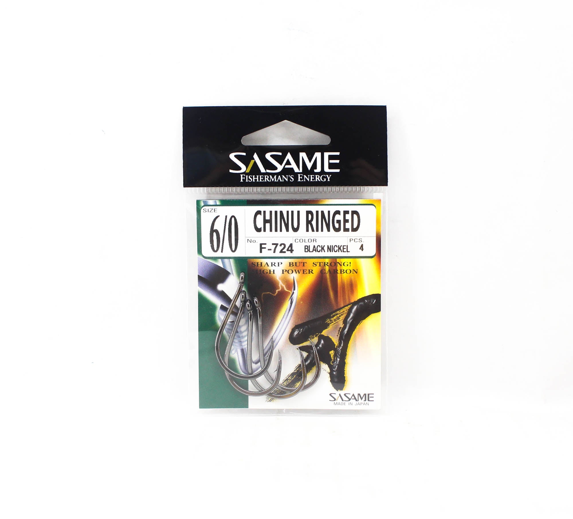 Sasame F-724 Chinu Ringed Offset Hook Black Size 6/0 (1249)