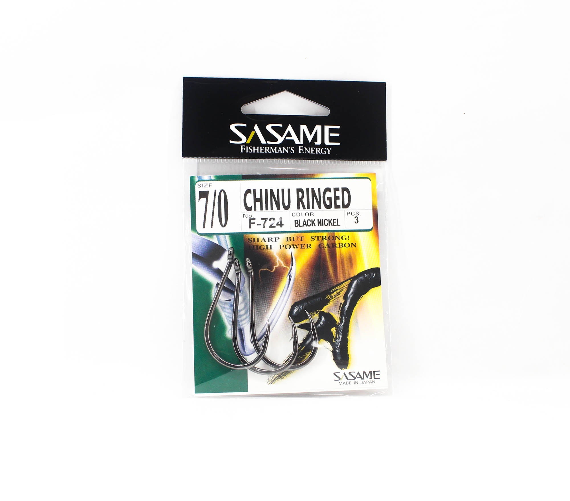 Sasame F-724 Chinu Ringed Offset Hook Black Size 7/0 (1256)