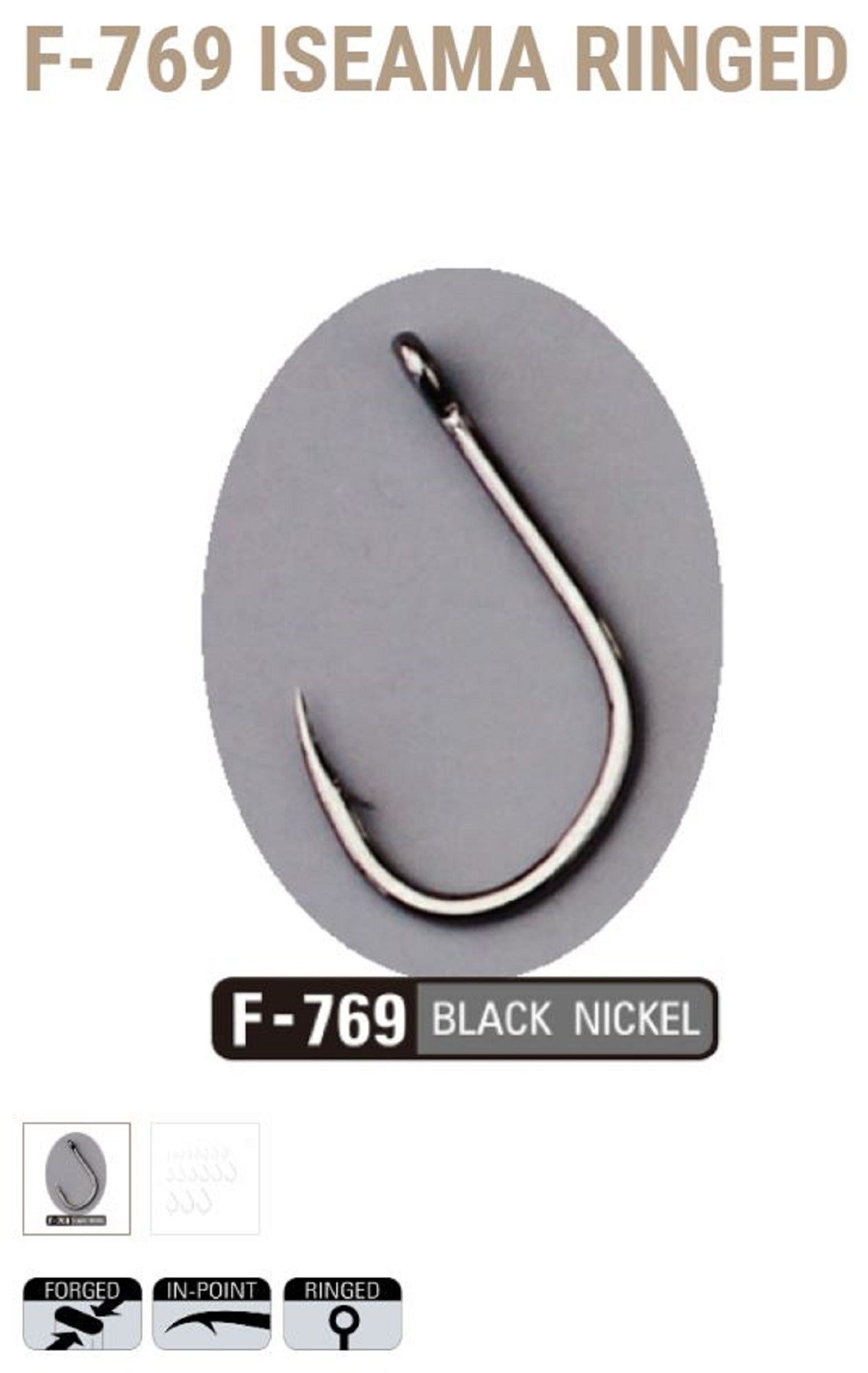 Sasame F-769 Iseama Ringed Straight Hook Size 4/0 (3601)