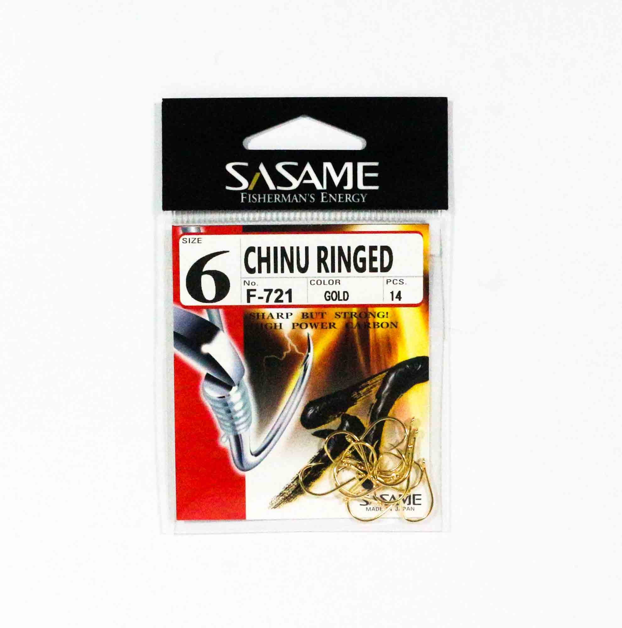 Sasame F-721 Chinu Ringed Offset Hook Gold Size 6 (0616)
