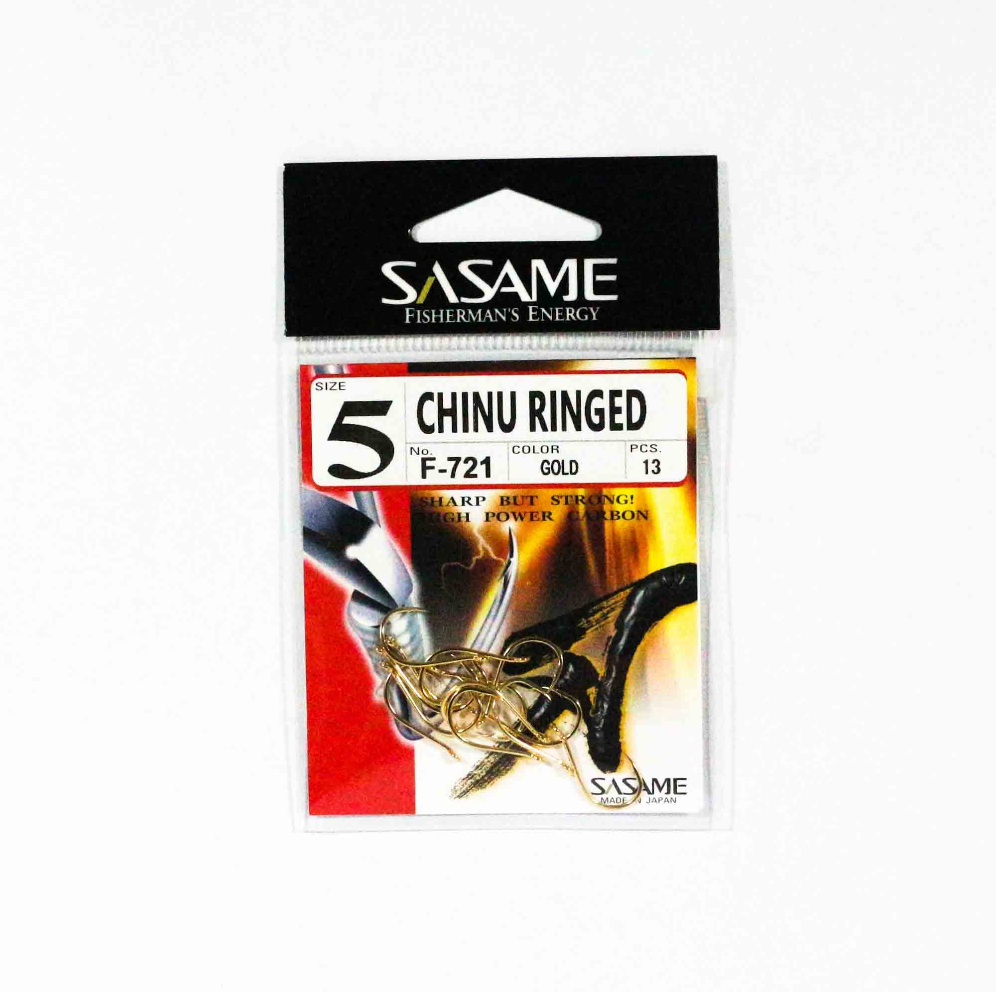 Sasame F-721 Chinu Ringed Offset Hook Gold Size 5 (0623)