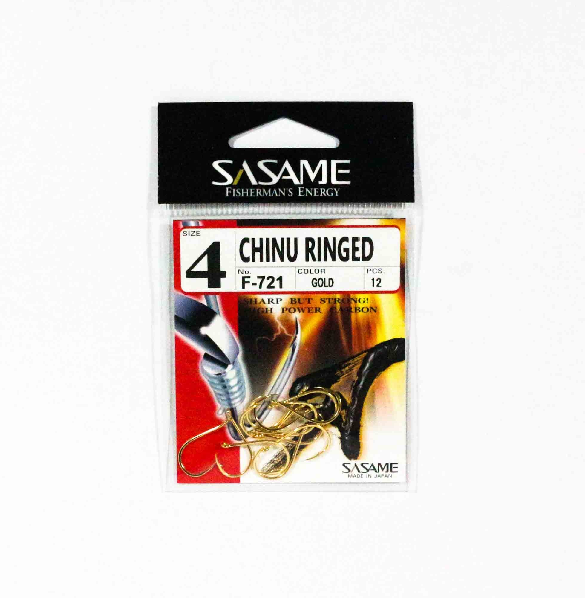Sasame F-721 Chinu Ringed Offset Hook Gold Size 4 (0630)
