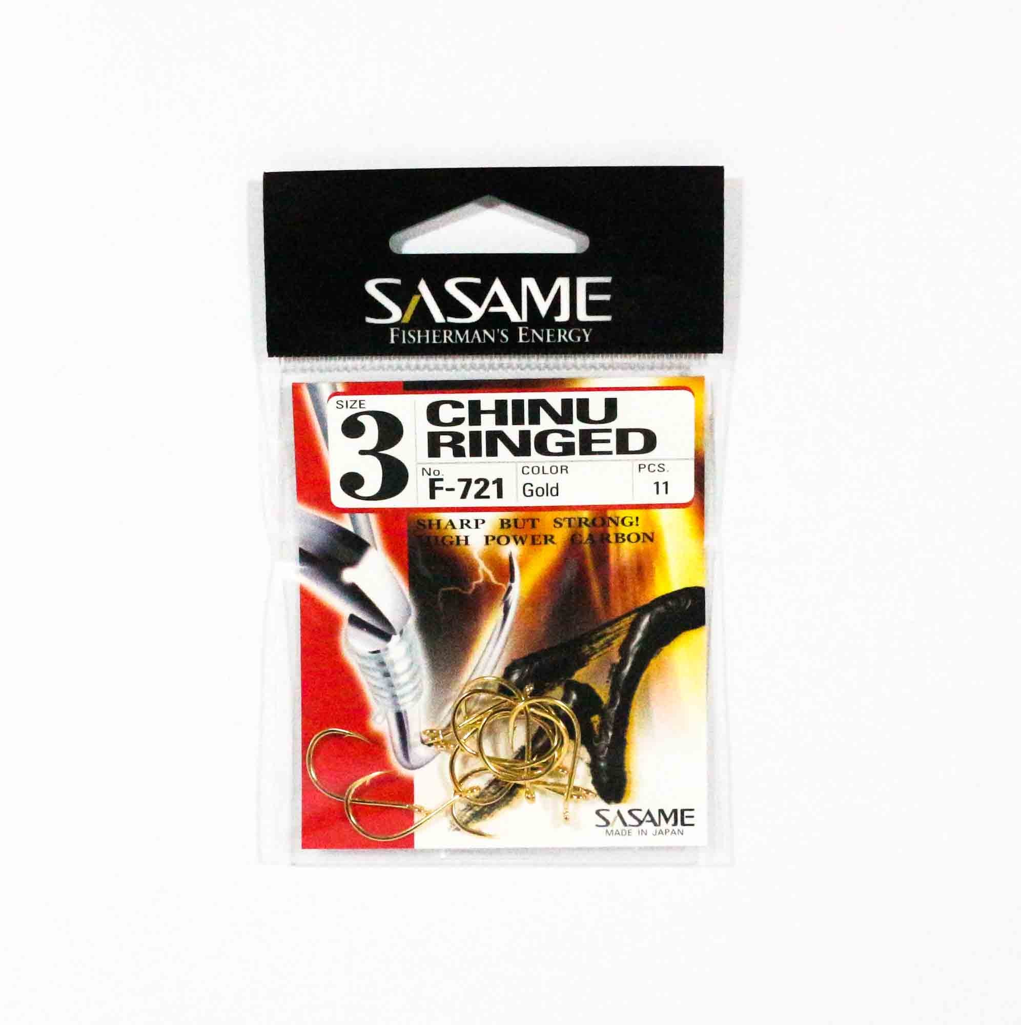 Sasame F-721 Chinu Ringed Offset Hook Gold Size 3 (0647)