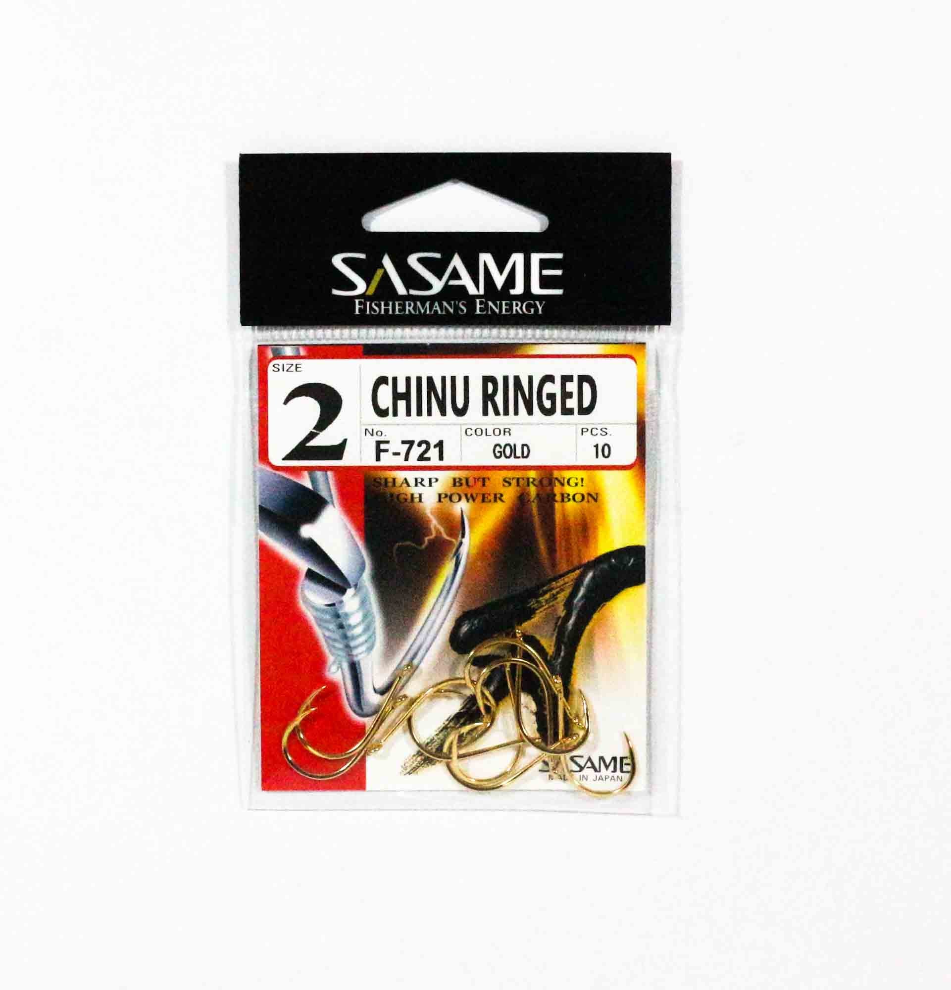 Sasame F-721 Chinu Ringed Offset Hook Gold Size 2 (0654)