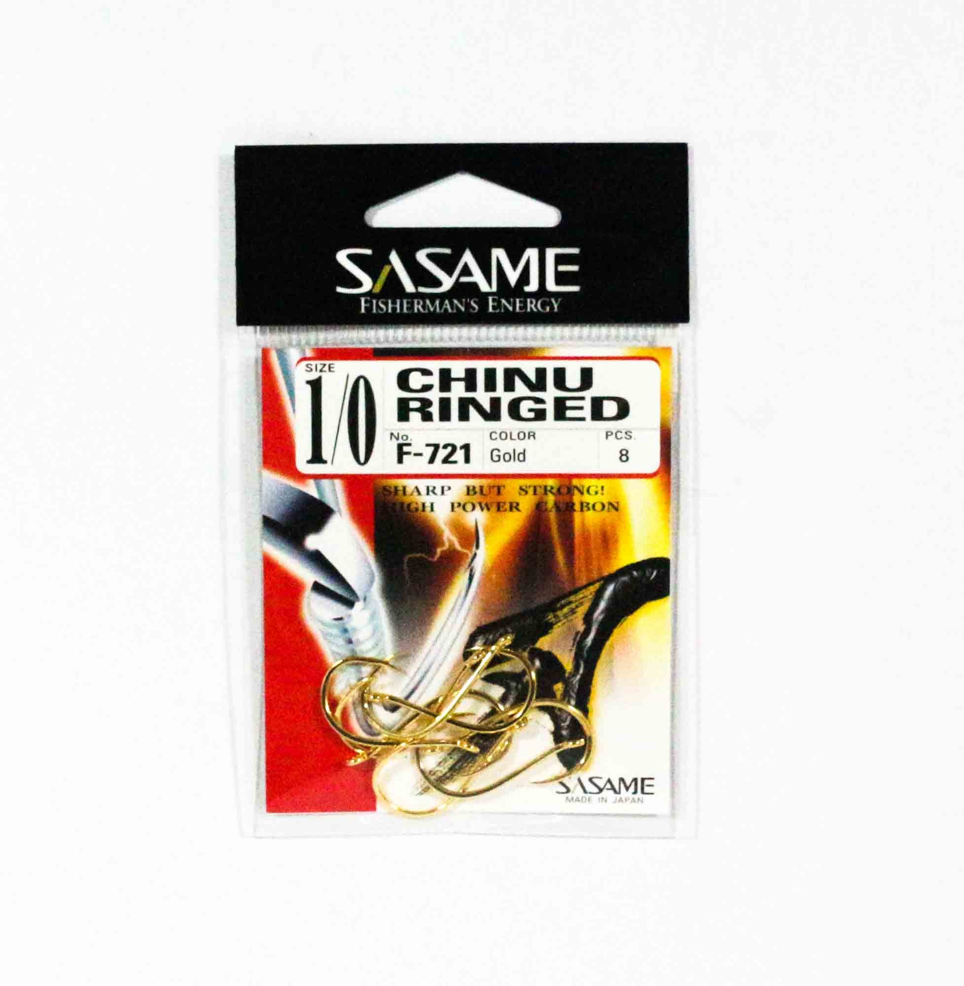 Sasame F-721 Chinu Ringed Offset Hook Gold Size 1/0 (0678)