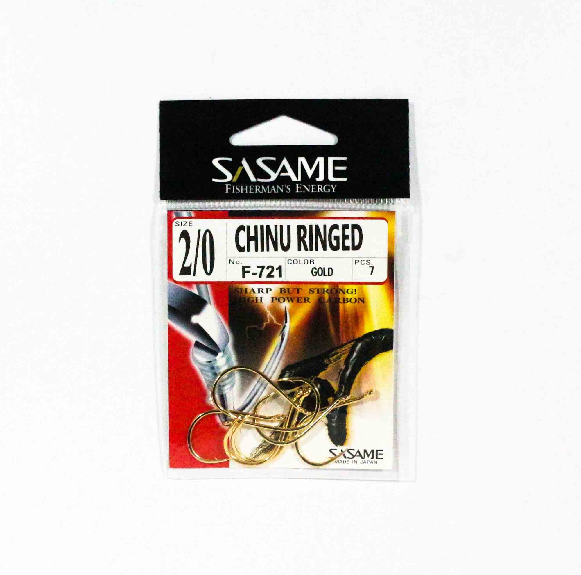 Sasame F-721 Chinu Ringed Offset Hook Gold Size 2/0 (0685)