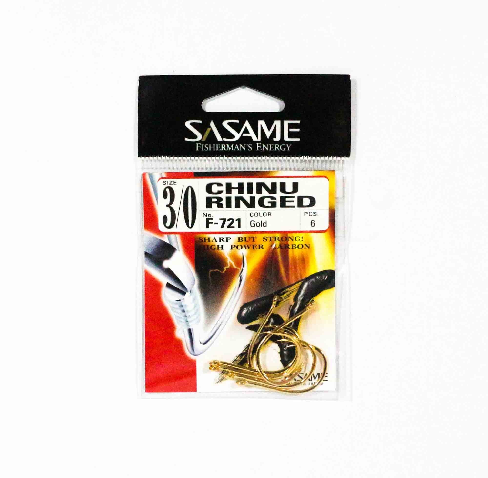 Sasame F-721 Chinu Ringed Offset Hook Gold Size 3/0 (0692)