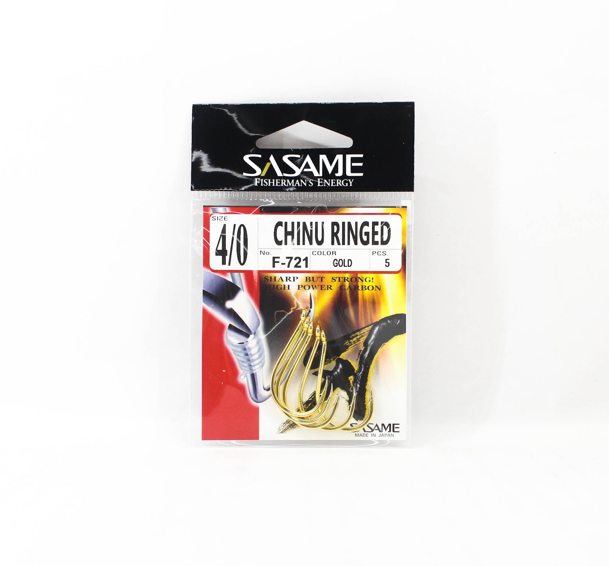 Sasame F-721 Chinu Ringed Offset Hook Gold Size 4/0 (0708)