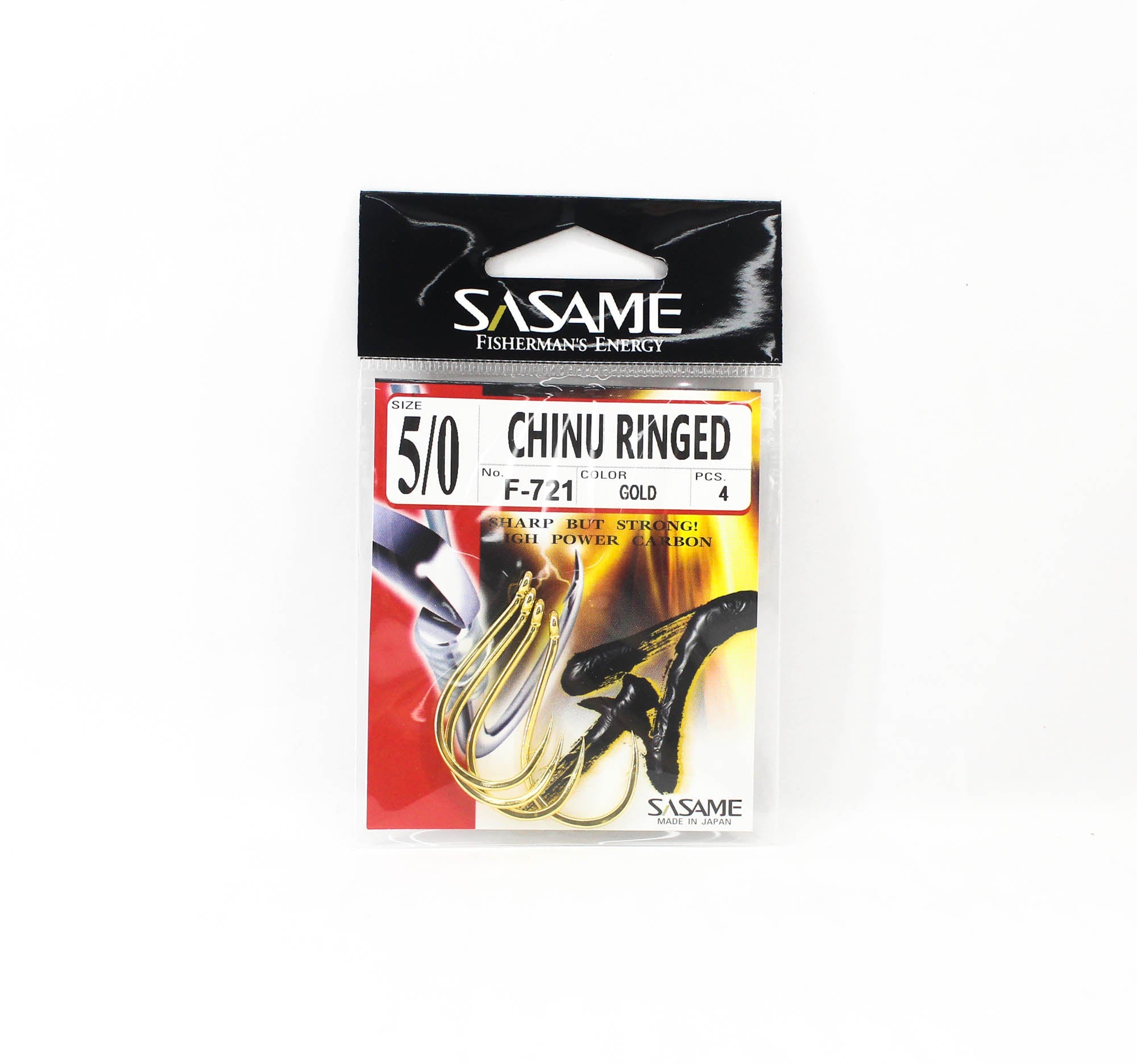 Sasame F-721 Chinu Ringed Offset Hook Gold Size 5/0 (0715)