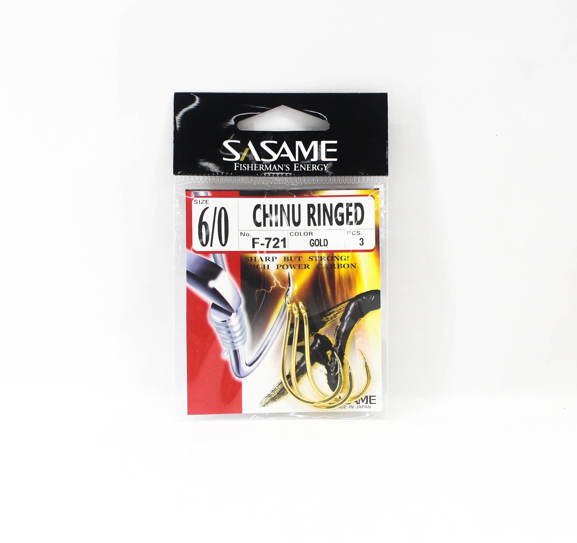 Sasame F-721 Chinu Ringed Offset Hook Gold Size 6/0 (0722)