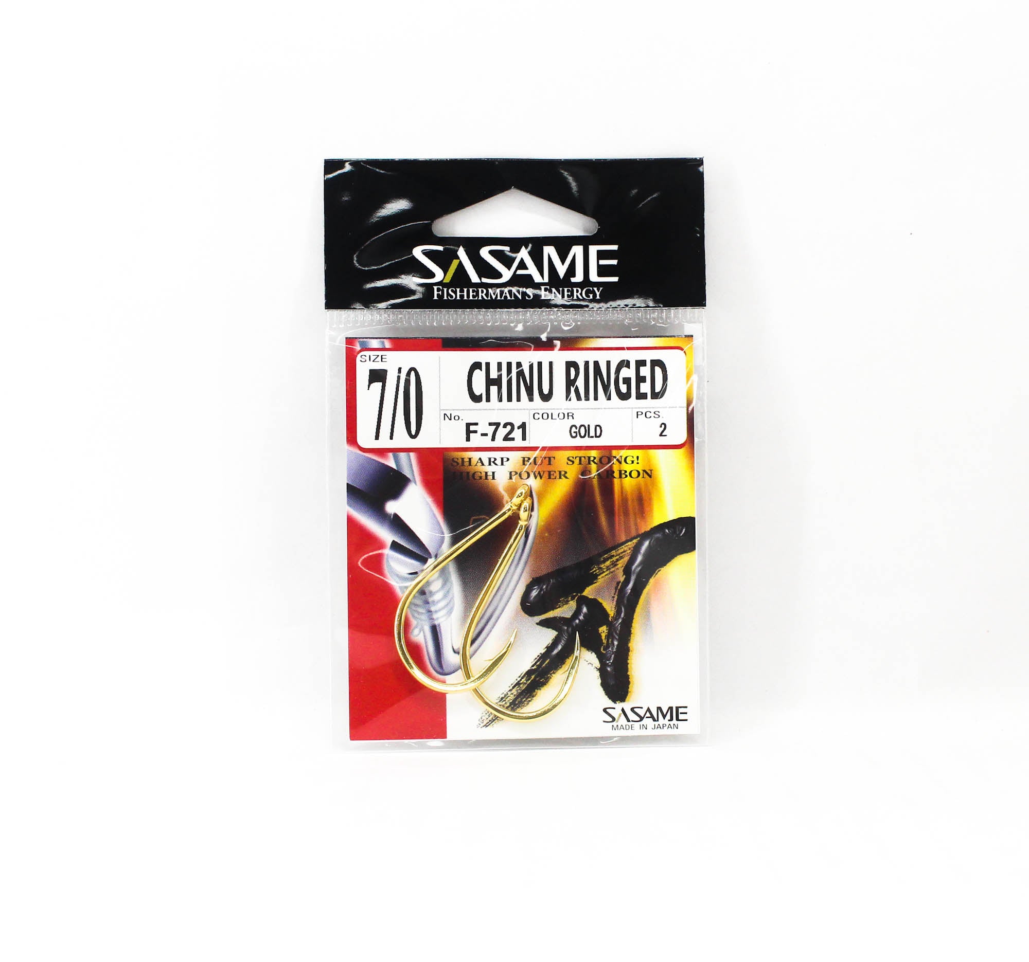 Sasame F-721 Chinu Ringed Offset Hook Gold Size 7/0 (0739)