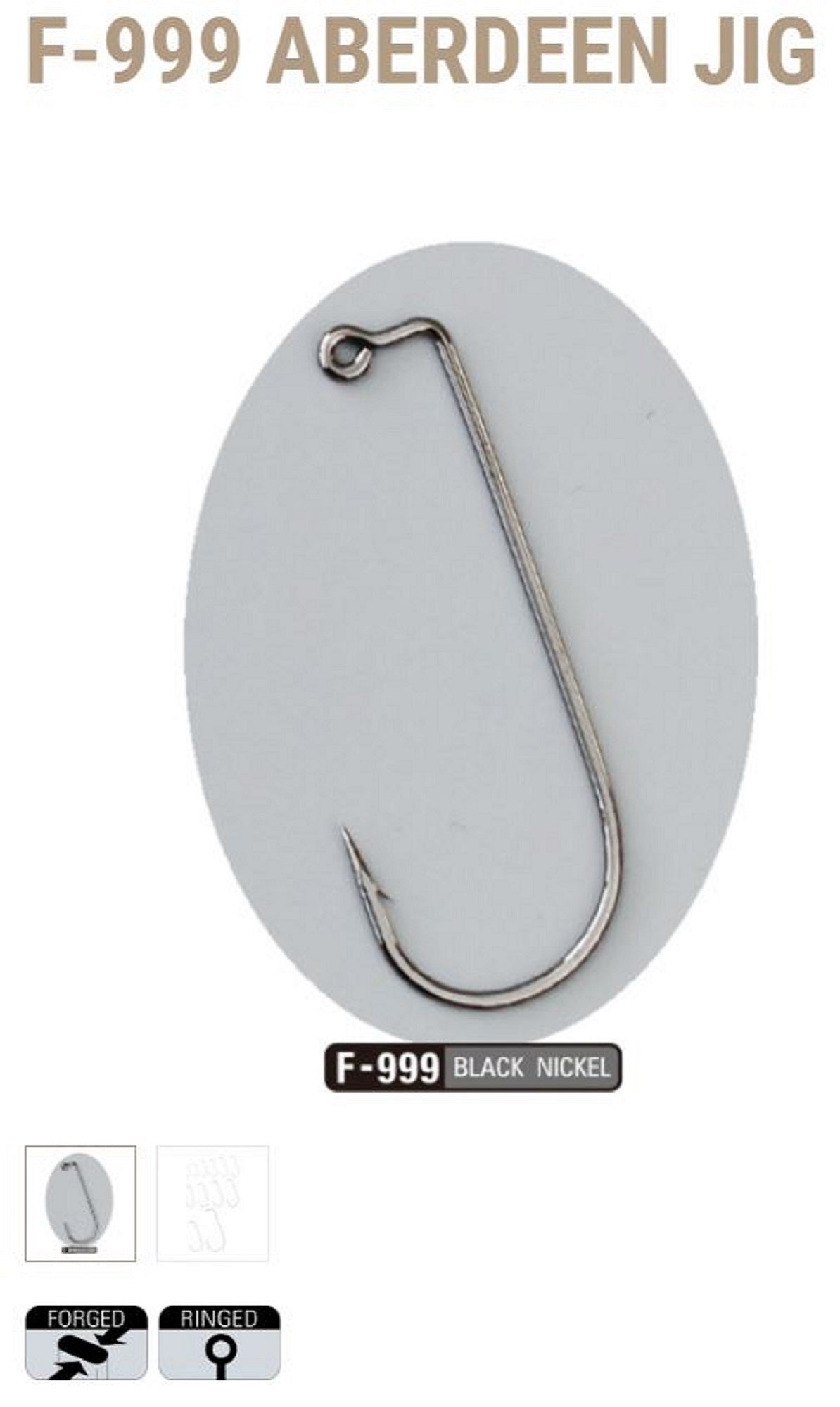 Sasame F-999 Aberdeen Jig Hook Size 8 (7295)