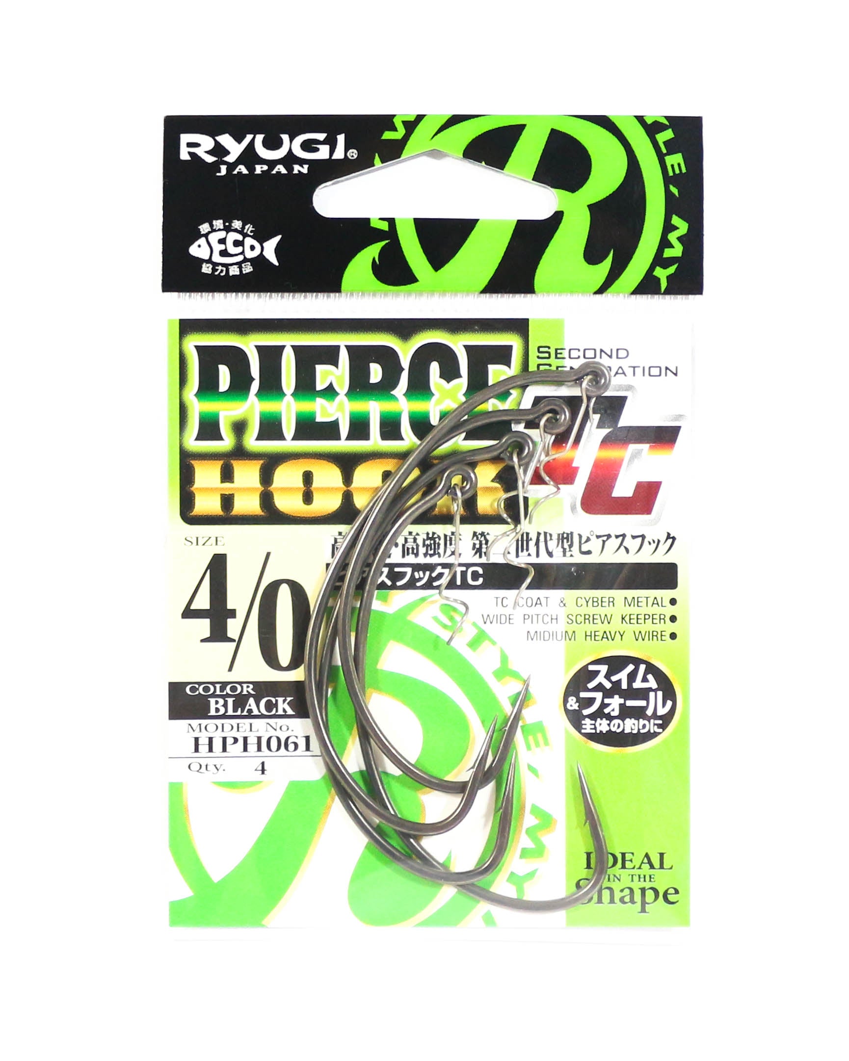 Ryugi HPH061 Pierce TC Hook Wide Gap Screw Keeper Size 4/0 (3363)