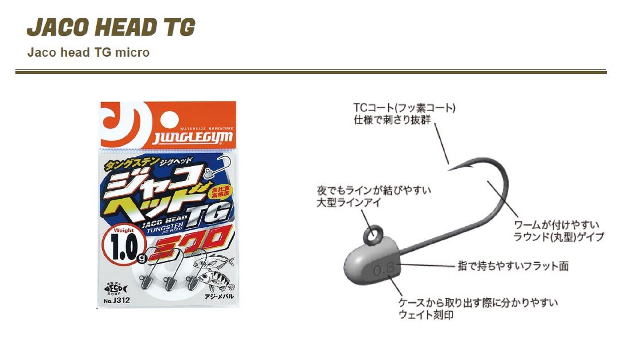 Sale Jungle Gym J312 Jig Head Tg Tungsten Micro 1.5 grams Size 12 (9082)