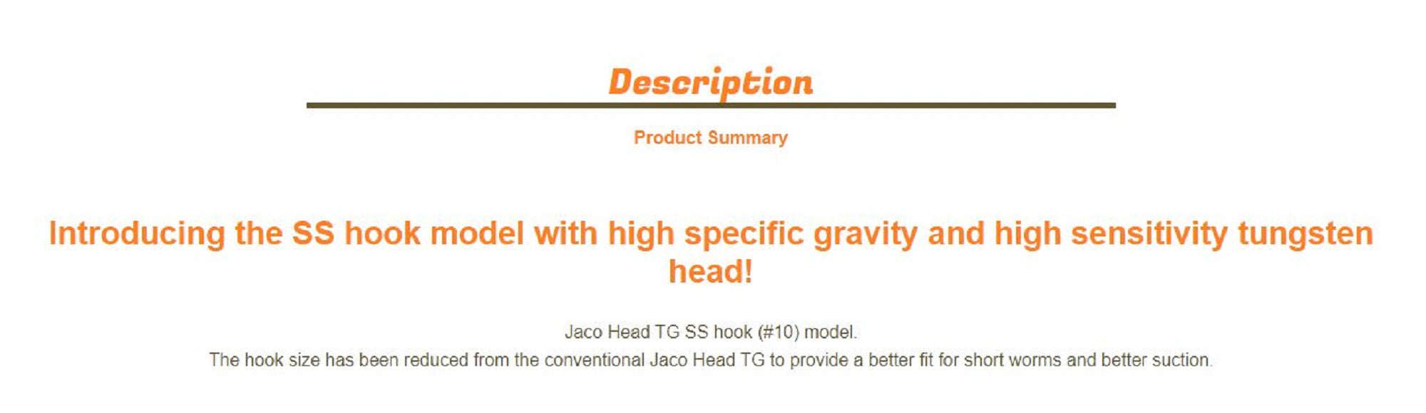 Sale Jungle Gym J313 Jig Head Tg Tungsten 2.0 grams Hook Size 10 (9358)