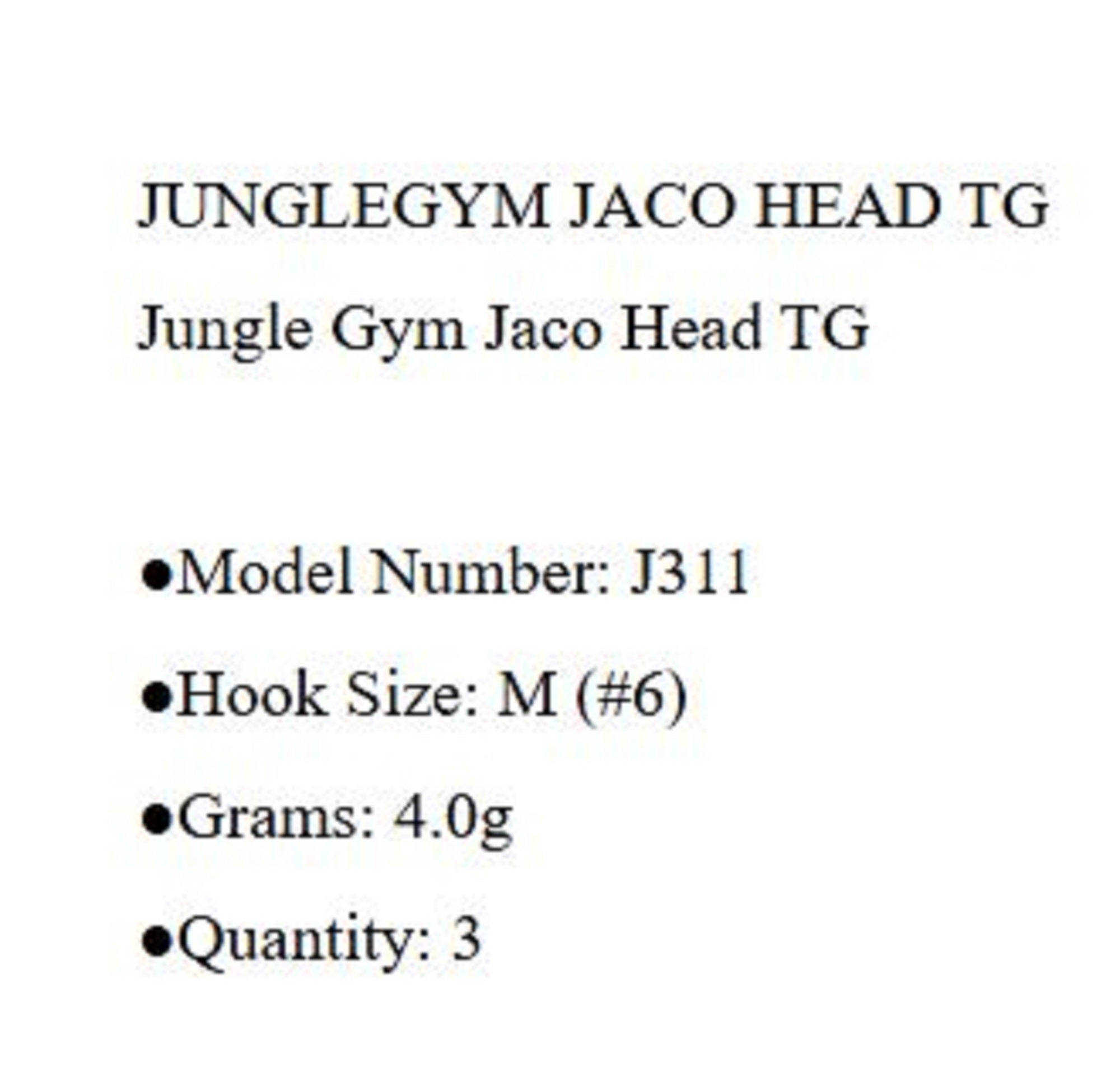 Jungle Gym J310 Jig Head Tg Tungsten Micro 4.0 grams Hook Size 6 (9891)