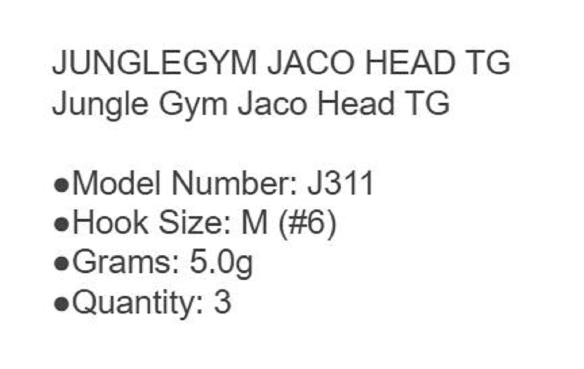 Jungle Gym J310 Jig Head Tg Tungsten Micro 5.0 grams Hook Size 6 (9907)