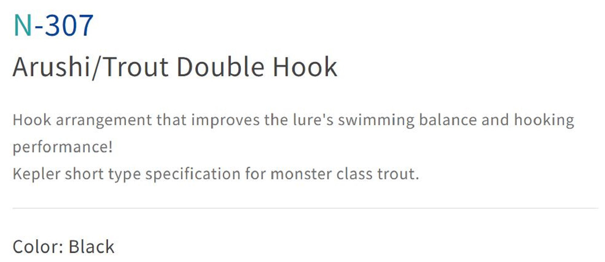 Sasame N-307 Trout Spoon Twin Assist Hook Black M , Size 2 (5456)