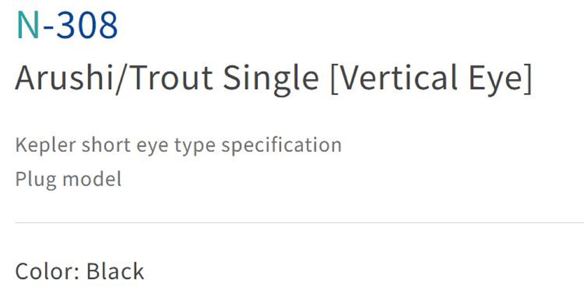 Sasame N-308 Trout Spoon Assist Single Hook Black SS , Size 6 (5463)