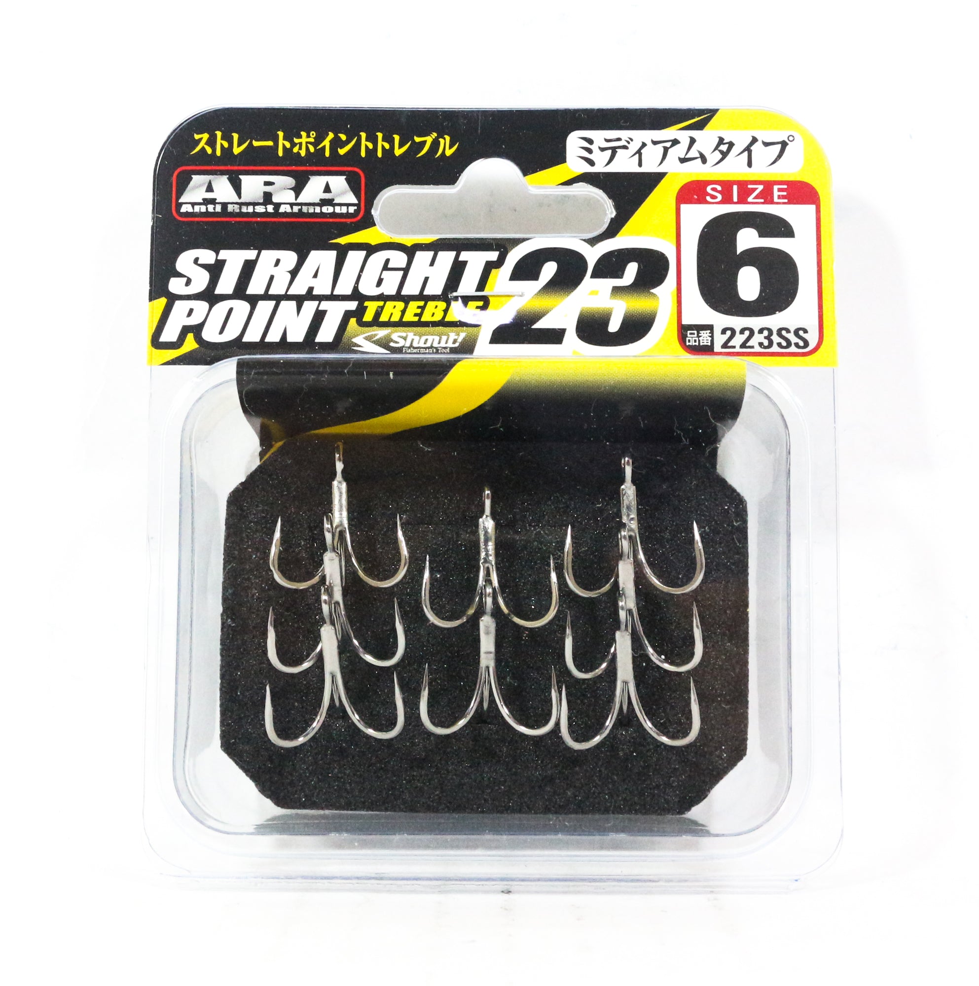 Shout 223-SS Straight Point Treble Hook Medium Gauge Size 6 (2454)