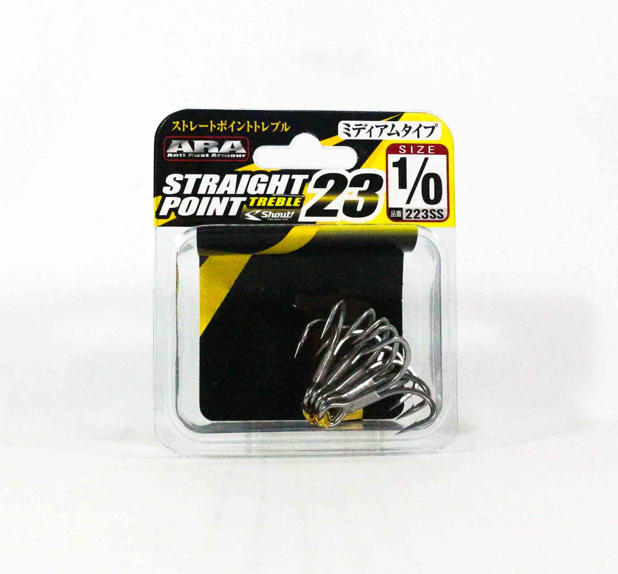 Shout 223-SS Straight Point Treble Hook Medium Gauge Size 1/0 (2492)