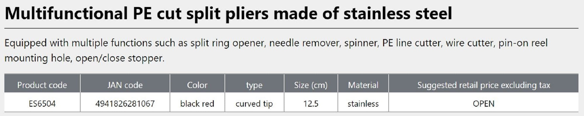OGK ES6504 Pliers Split Ring Line Cutter 12.5cm Red (1067)
