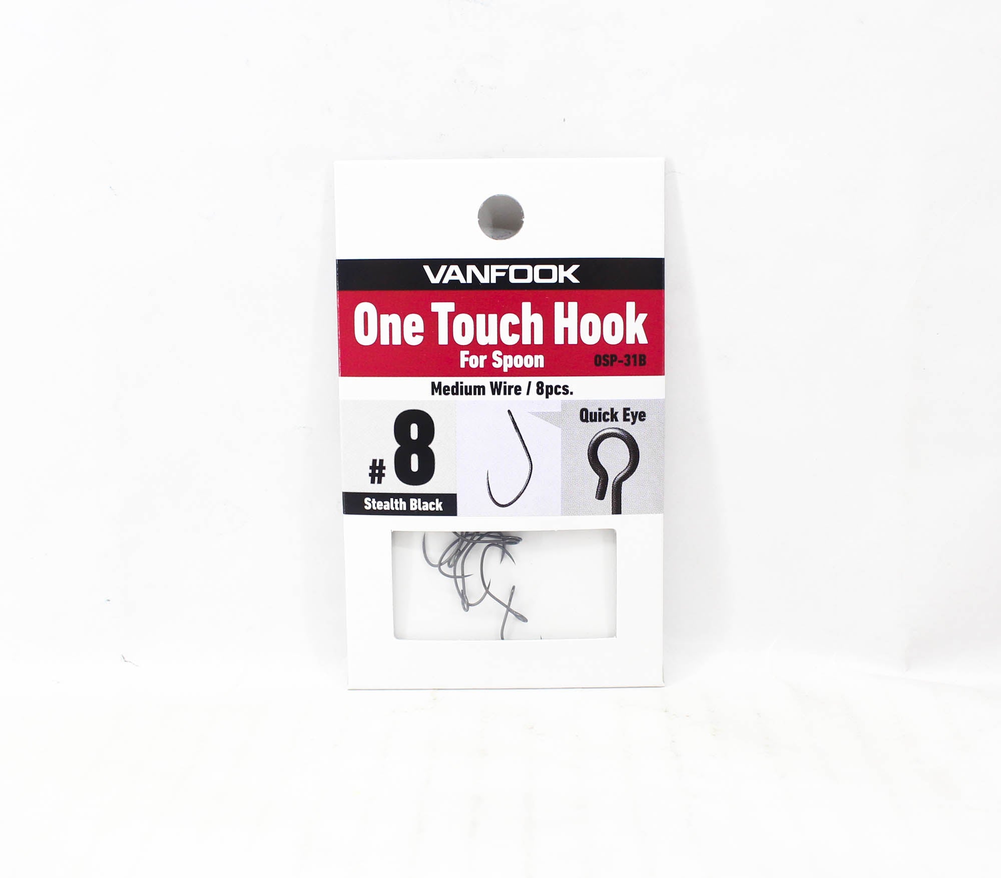 Vanfook OSP-31B One Touch Spoon Medium Hook Size 8, 8/pack Black (7037)